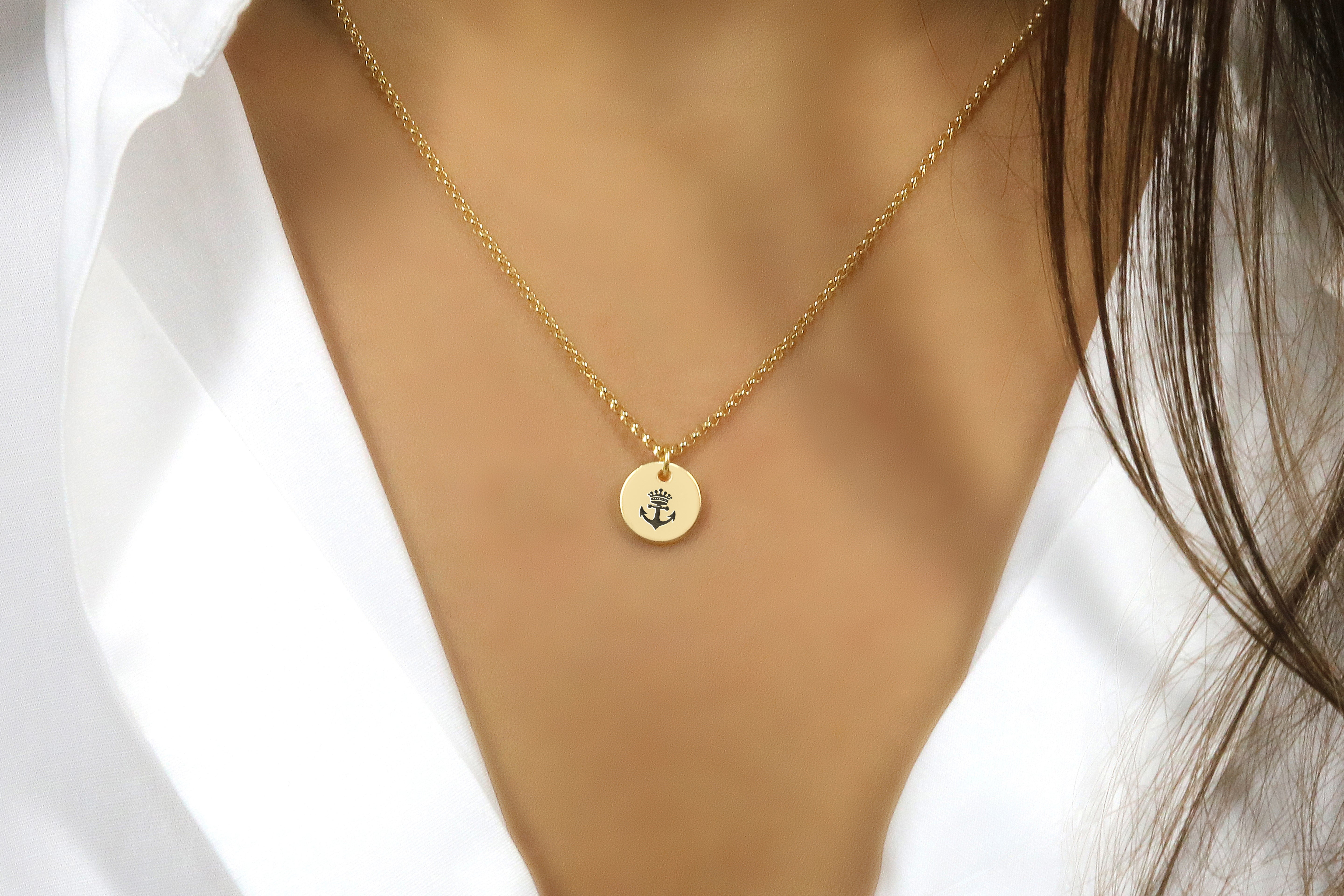 Royal Anchor Gold Charm Necklace