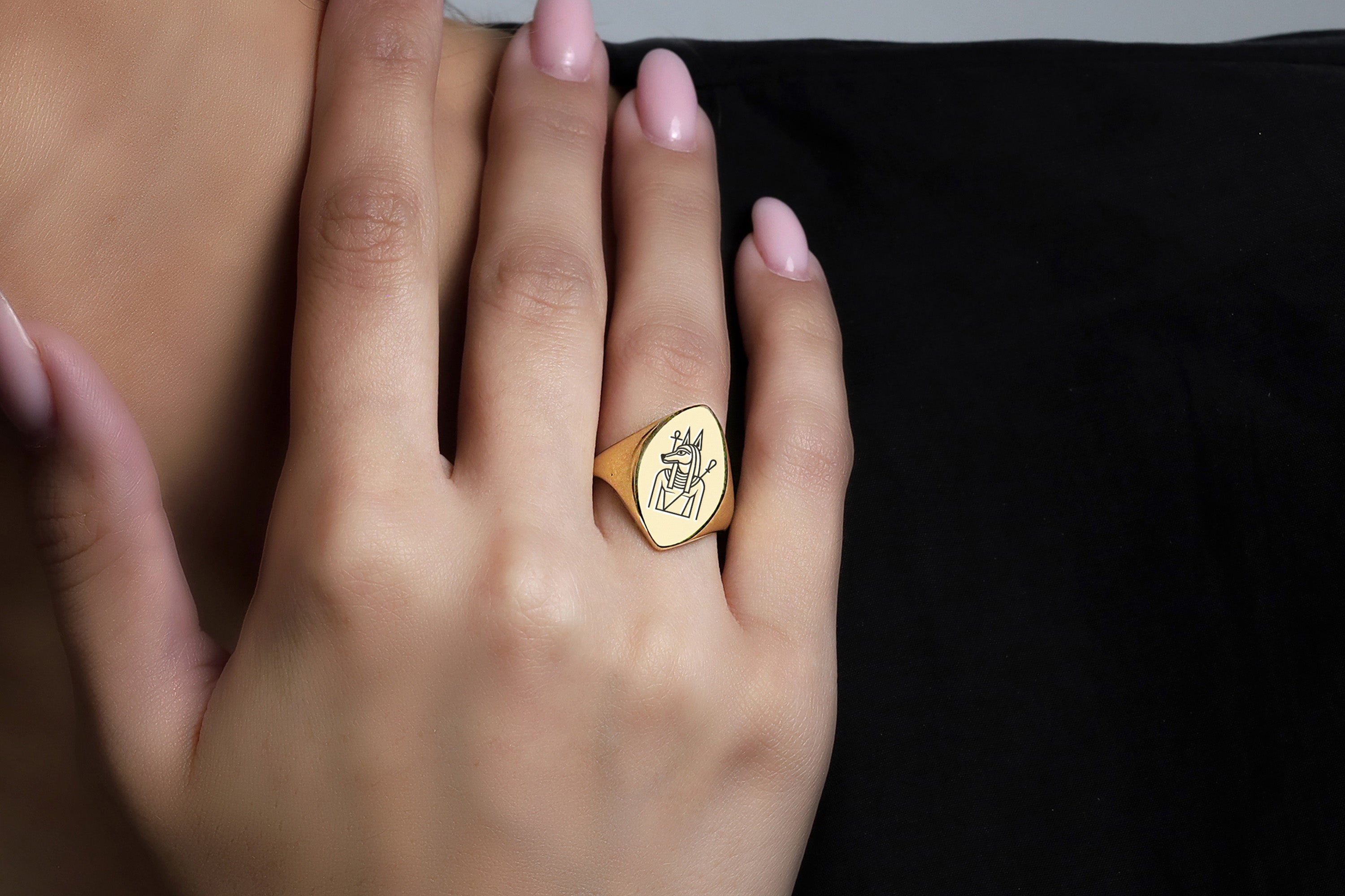 Egyptian God Anubis Gold Ring