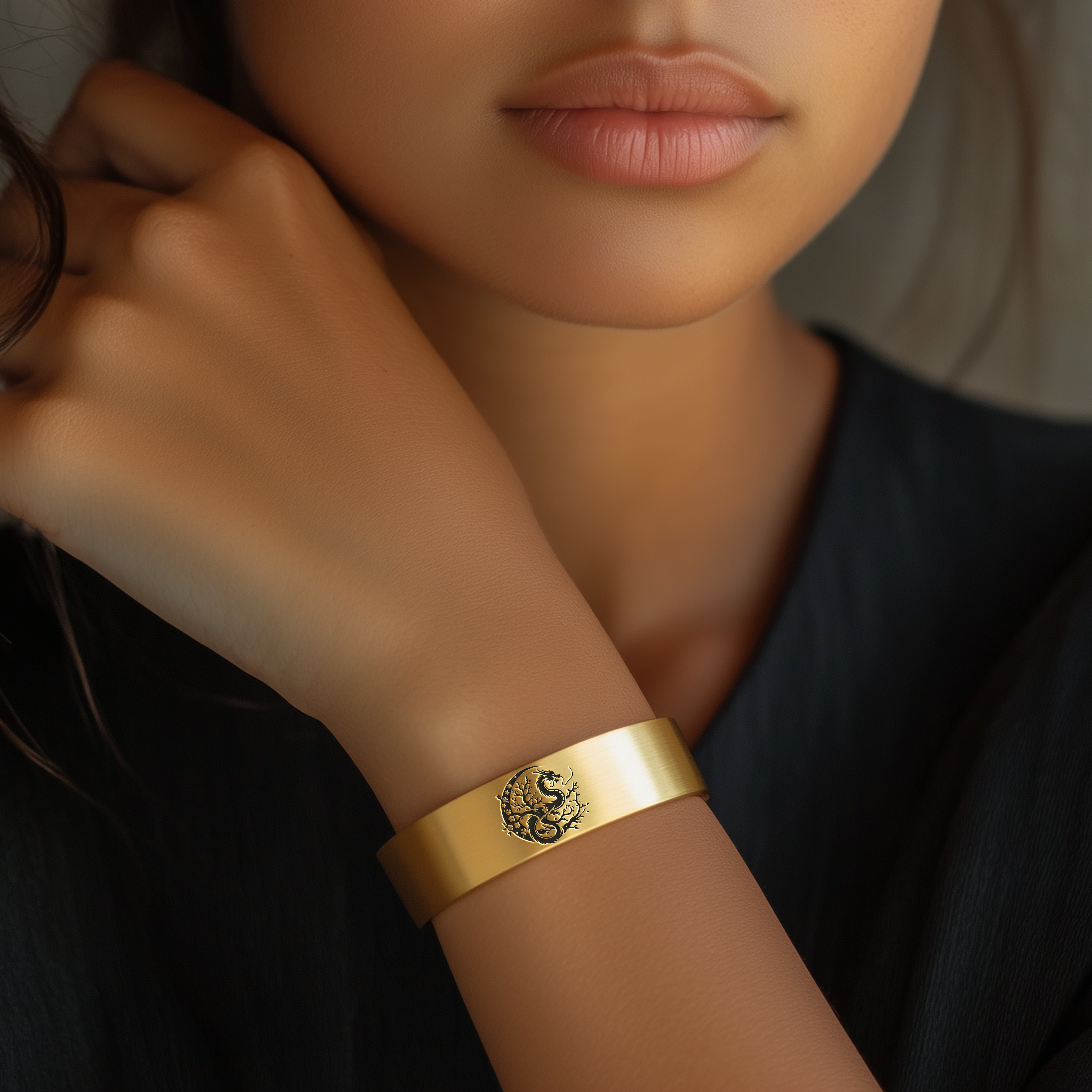 Engraved Blossom Tree Dragon Bracelet