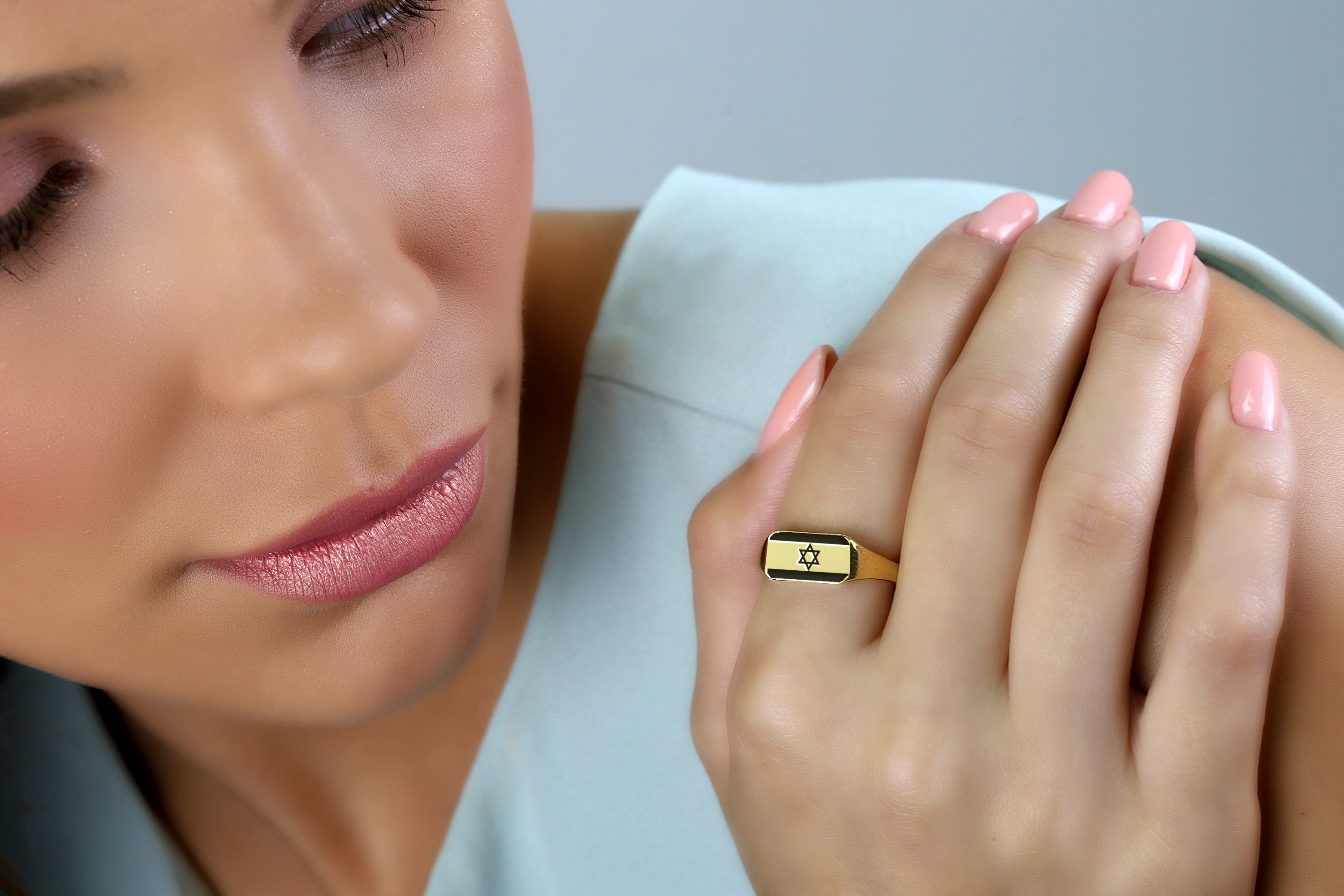 Israel Flag Gold Signet Ring