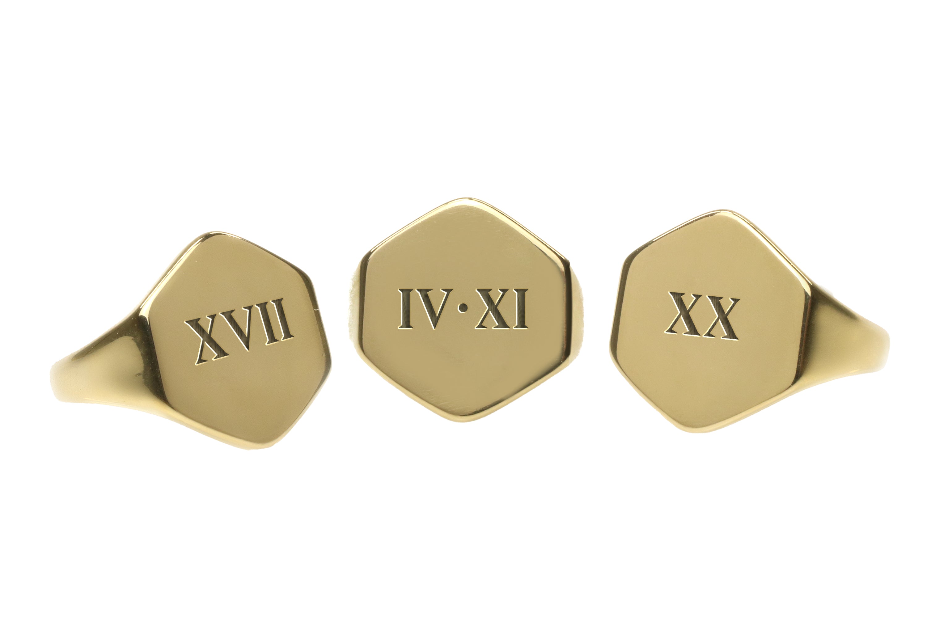 Personalized Roman Numbers Gold Ring