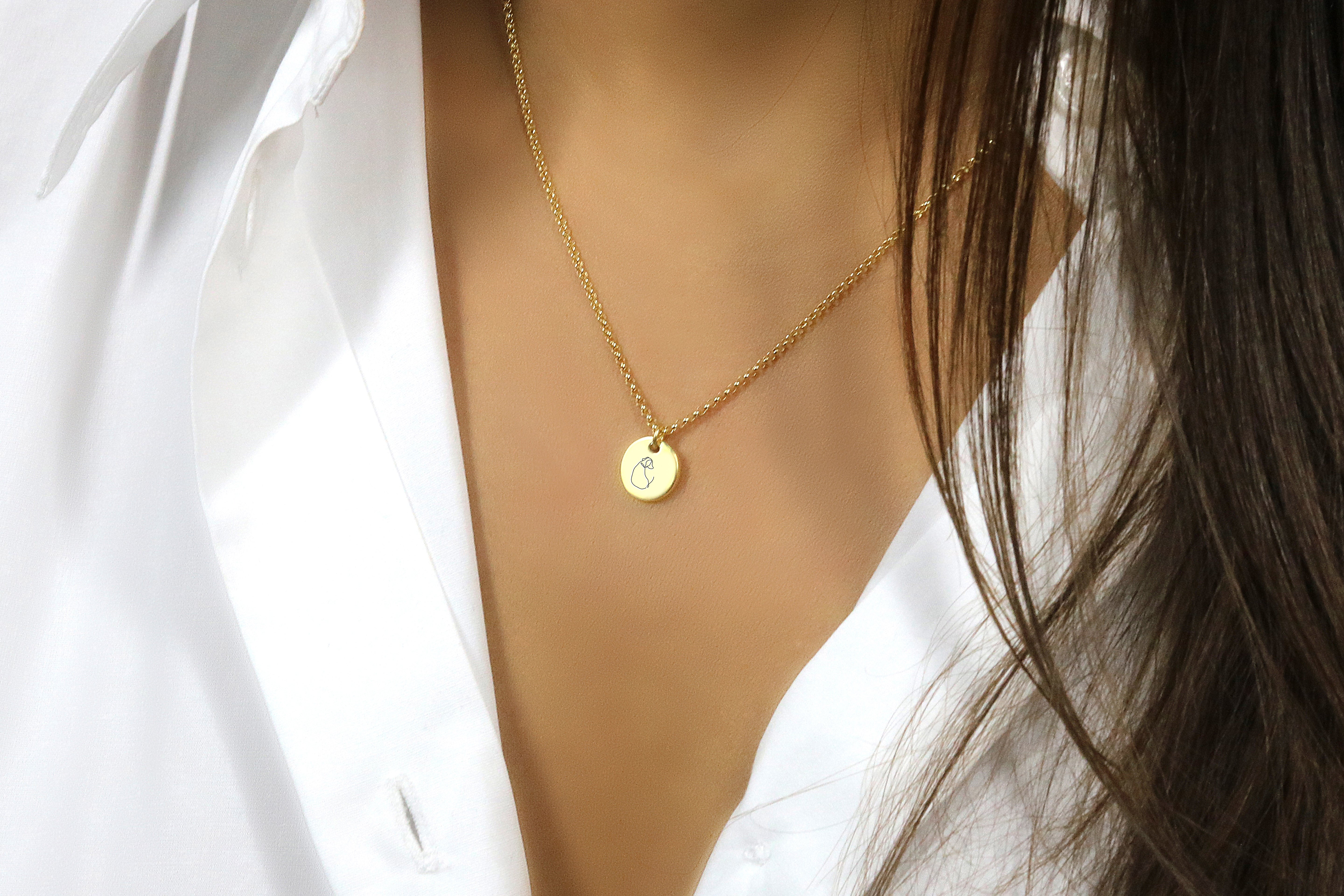 Line Art Custom Animal Pendant Necklace