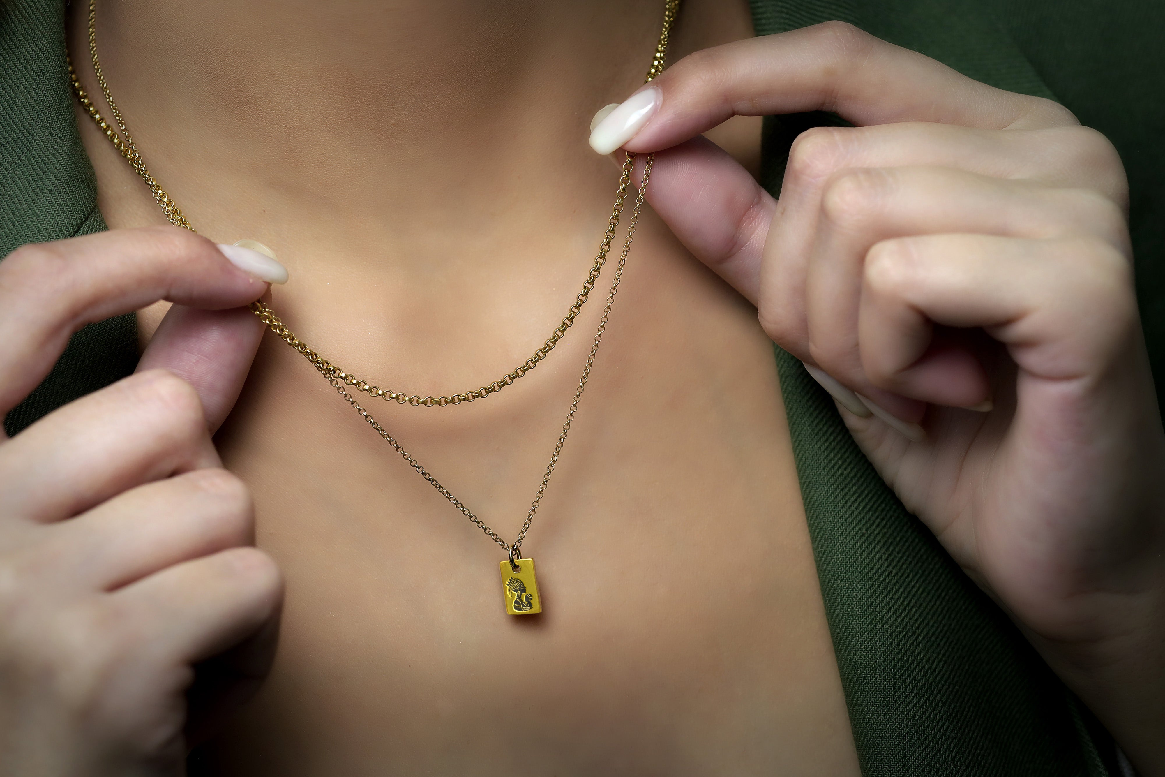 Mother and Child Pendant Necklace in Gold