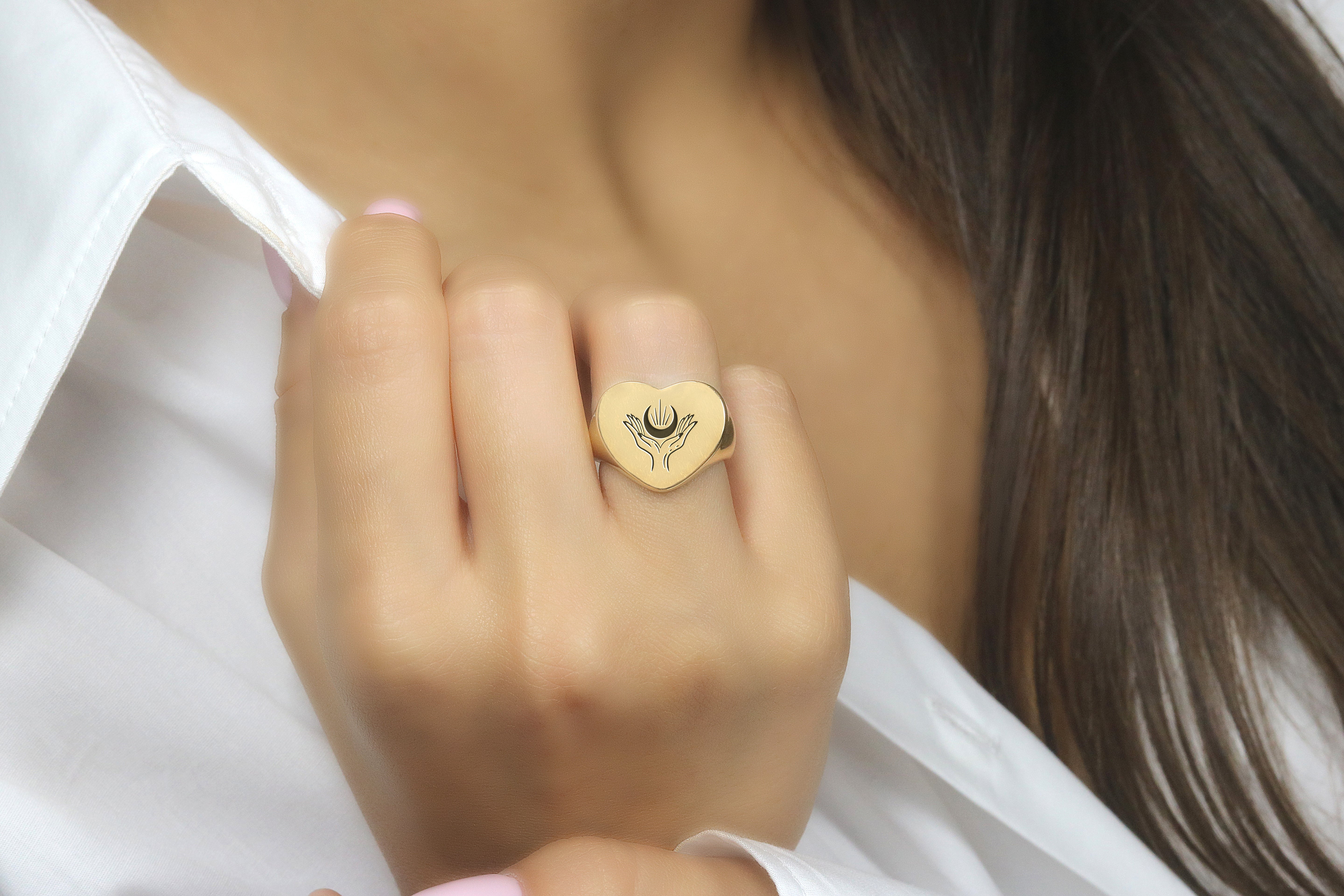 Gold Moon Signet Ring