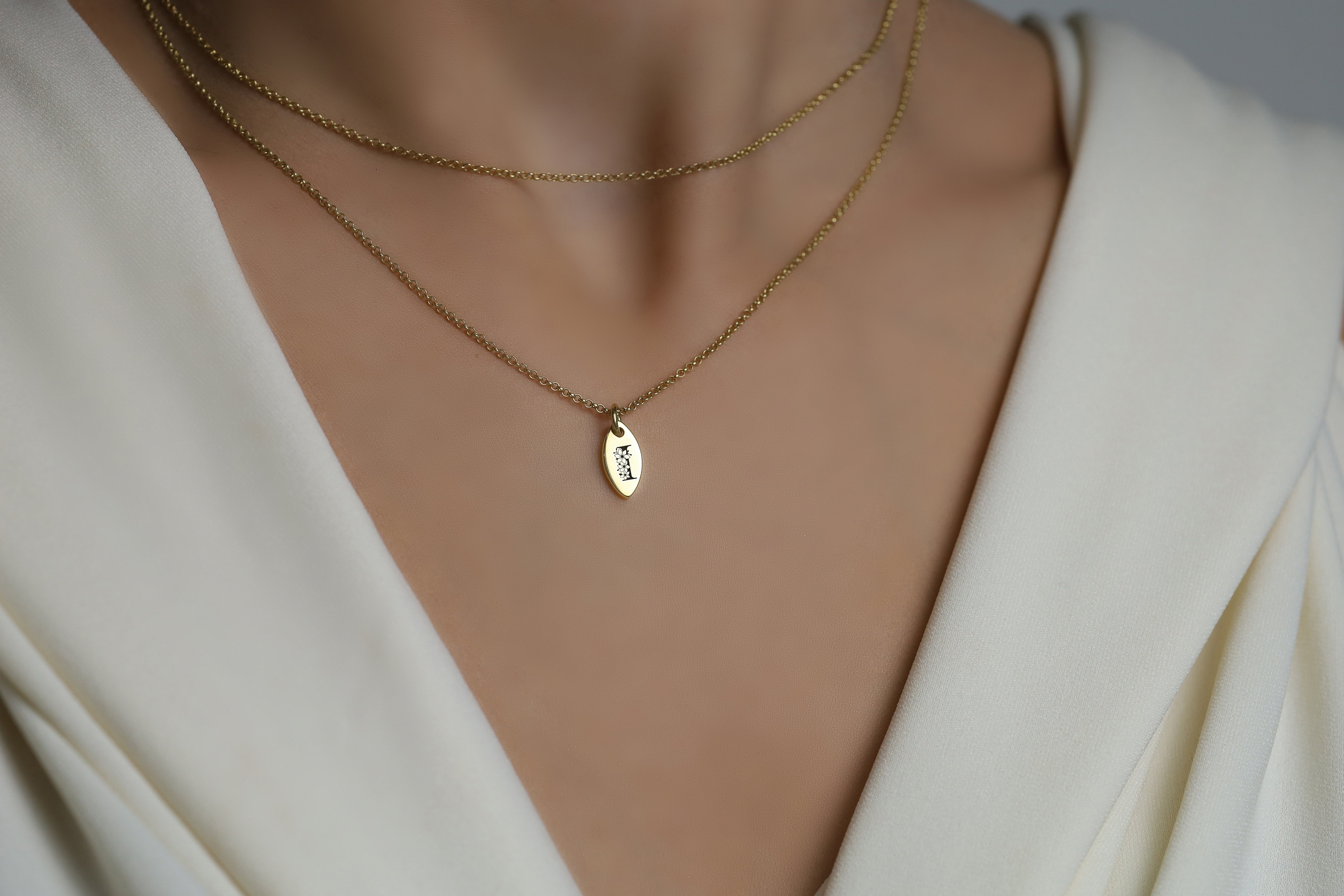 14k Gold Letter Signet Necklace