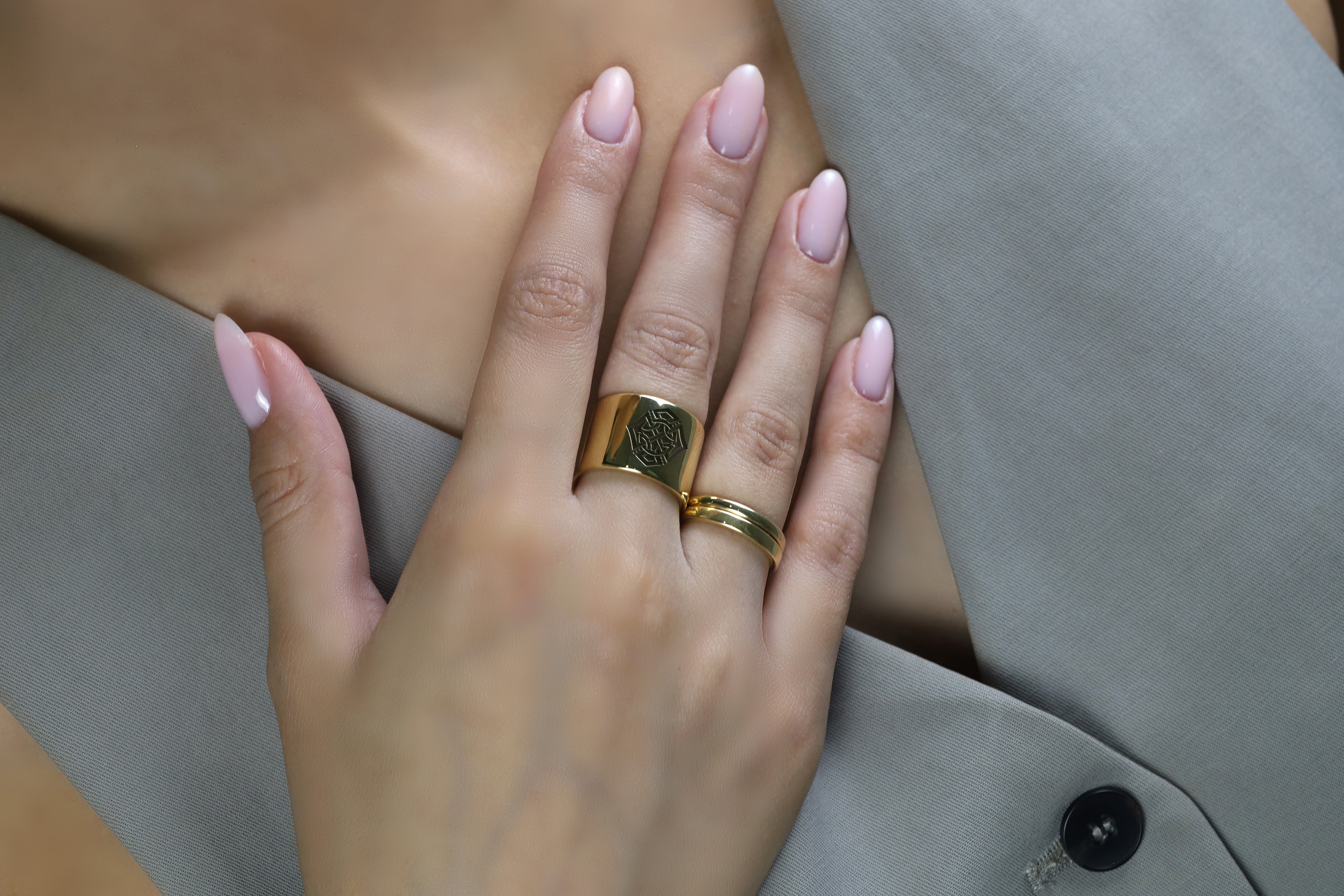 Celtic Symbol Brushed Gold Ring