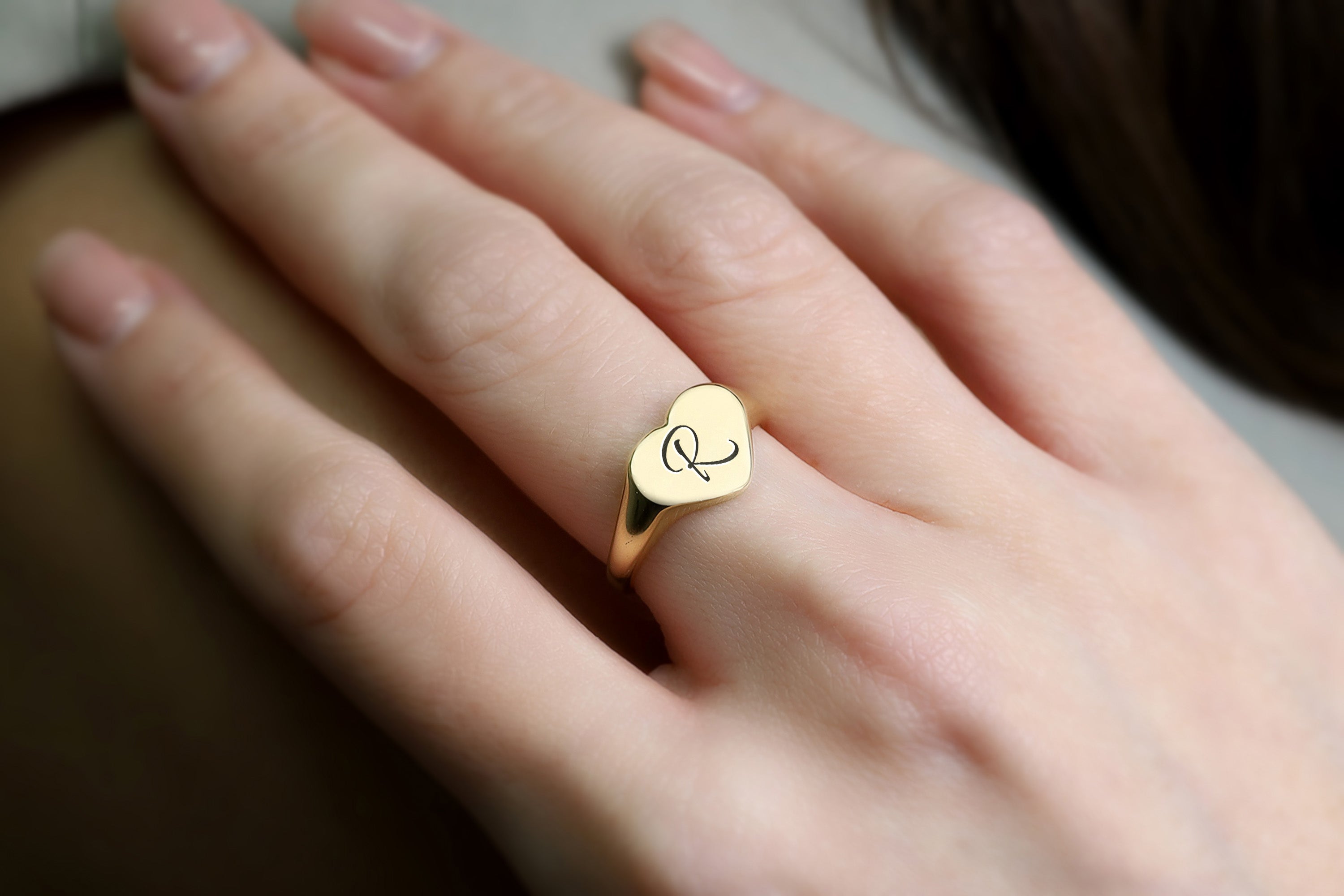 Engraved Name Initial Ring