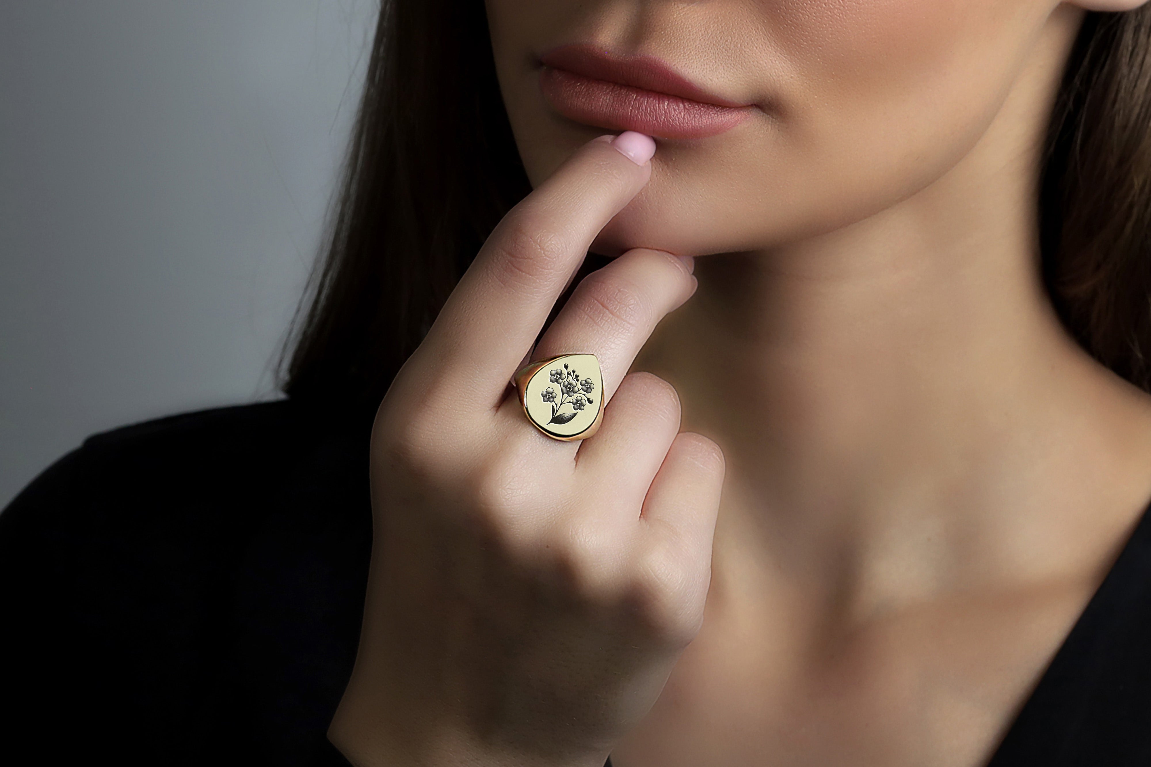Cherry Blossom Engraving Ring