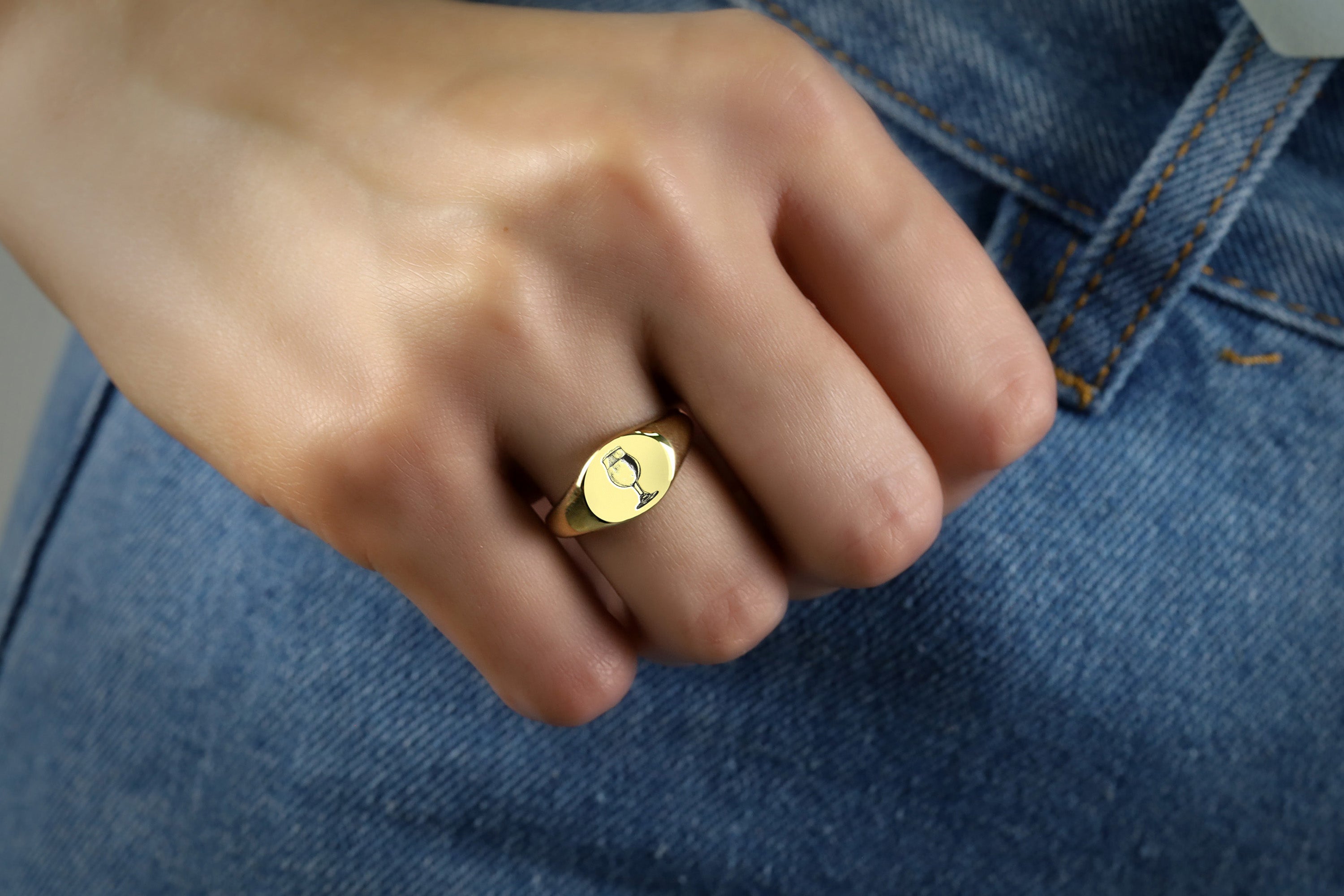 Custom Beer Gold Signet Ring