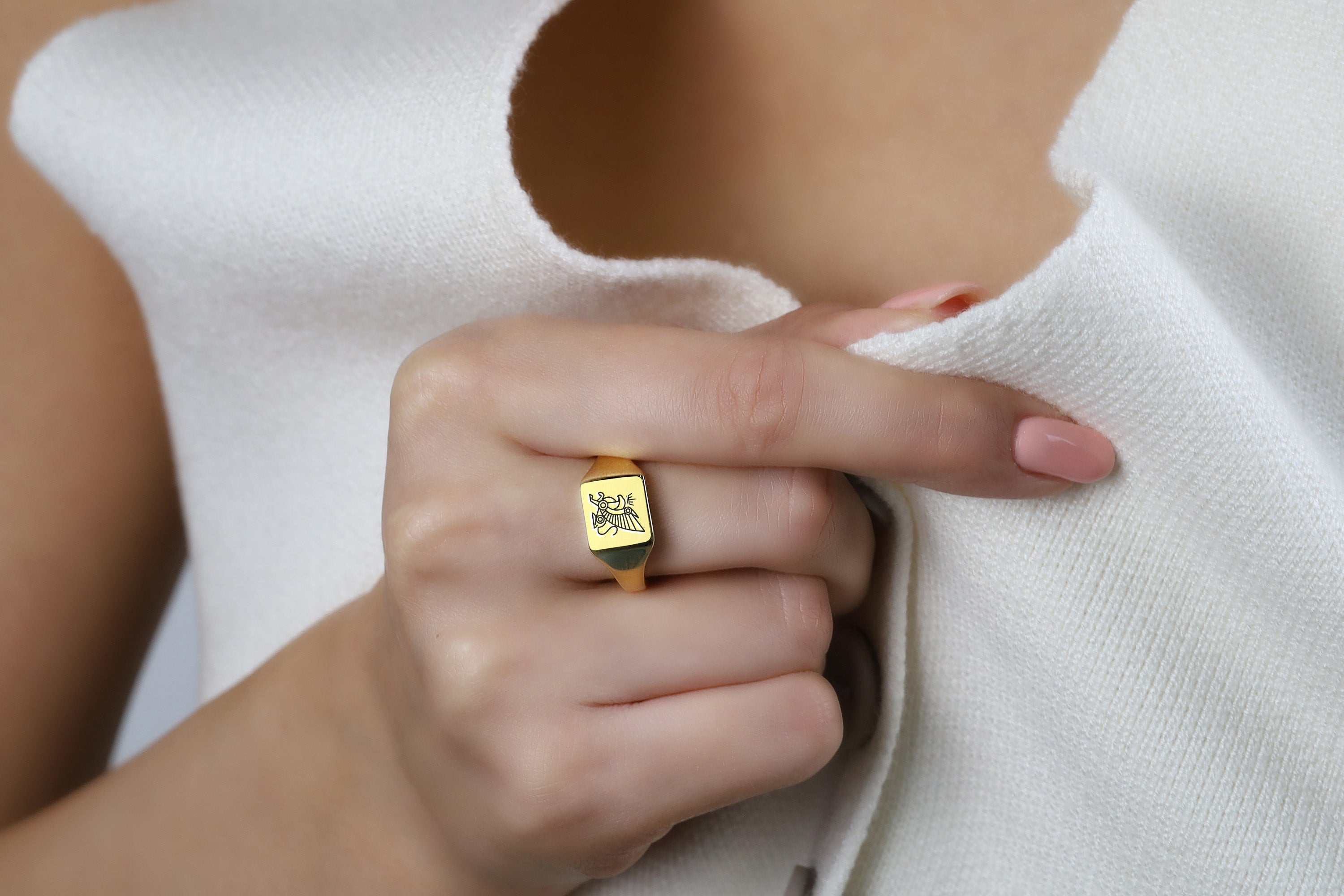 Gold Griffin Signet Ring