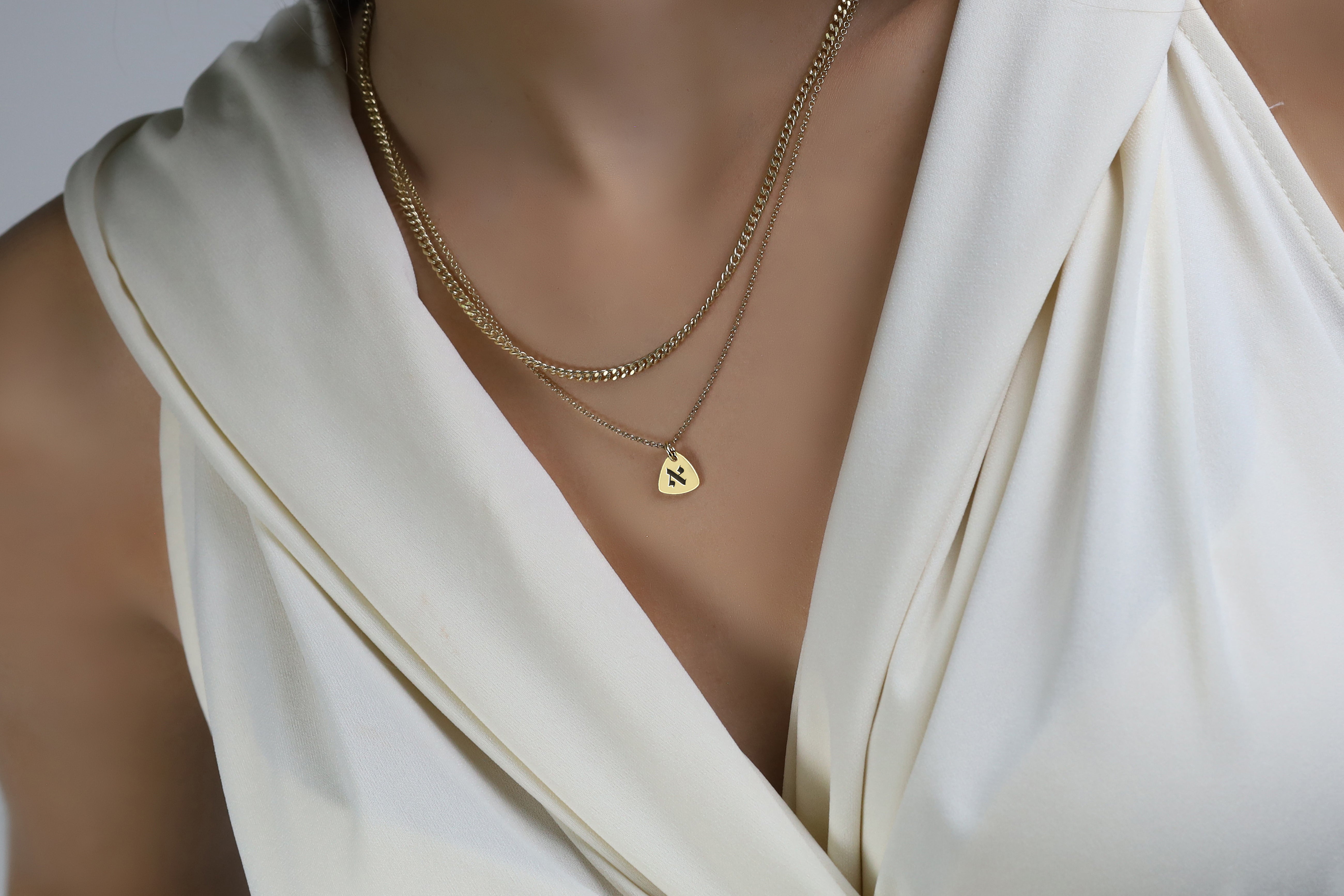 Personalized Hebrew Initial Necklace