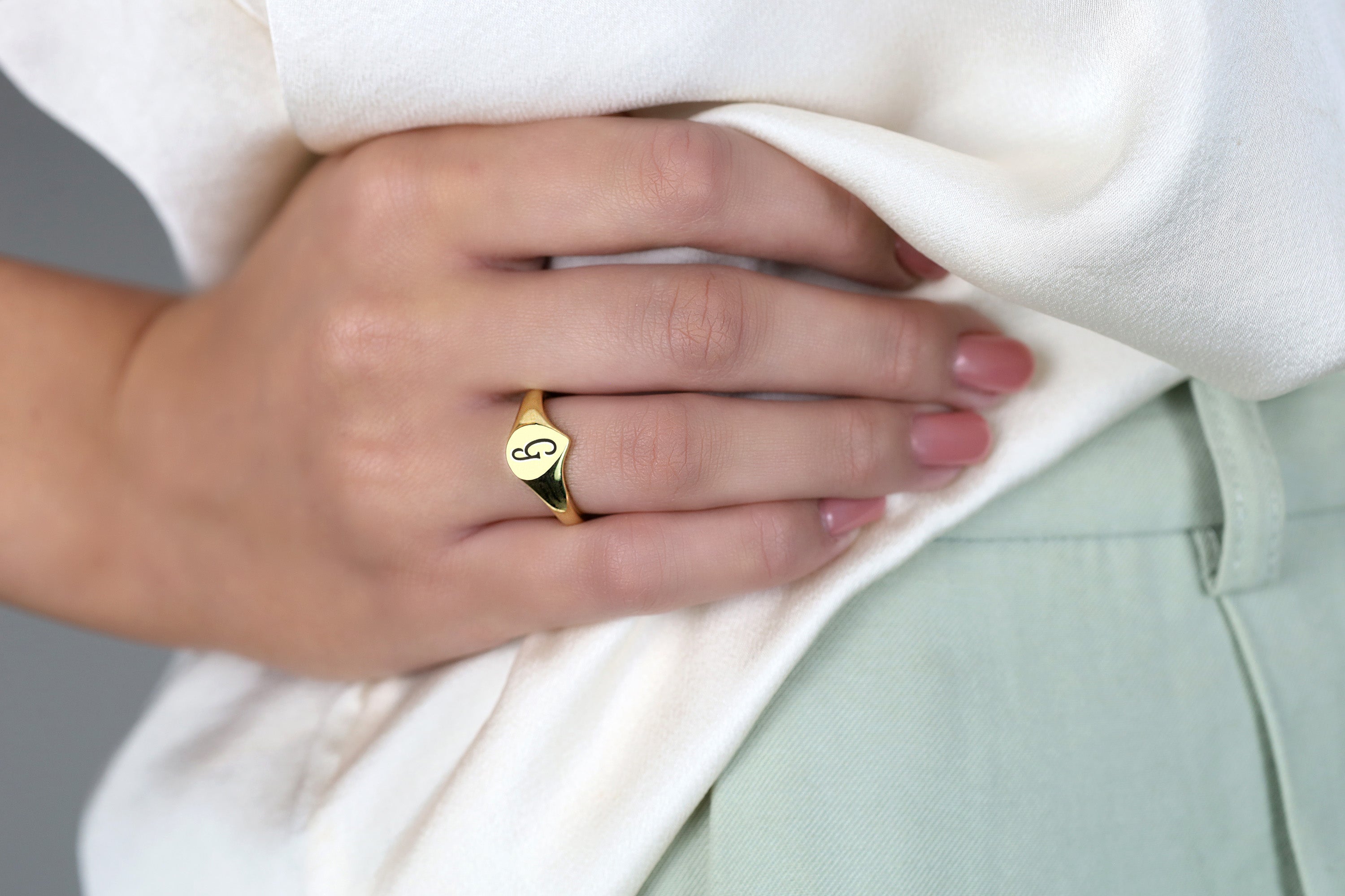 Delicate Name Initial Ring
