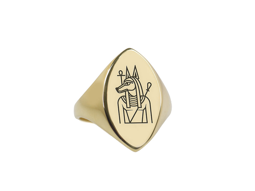 Anubis Gold Signet Ring