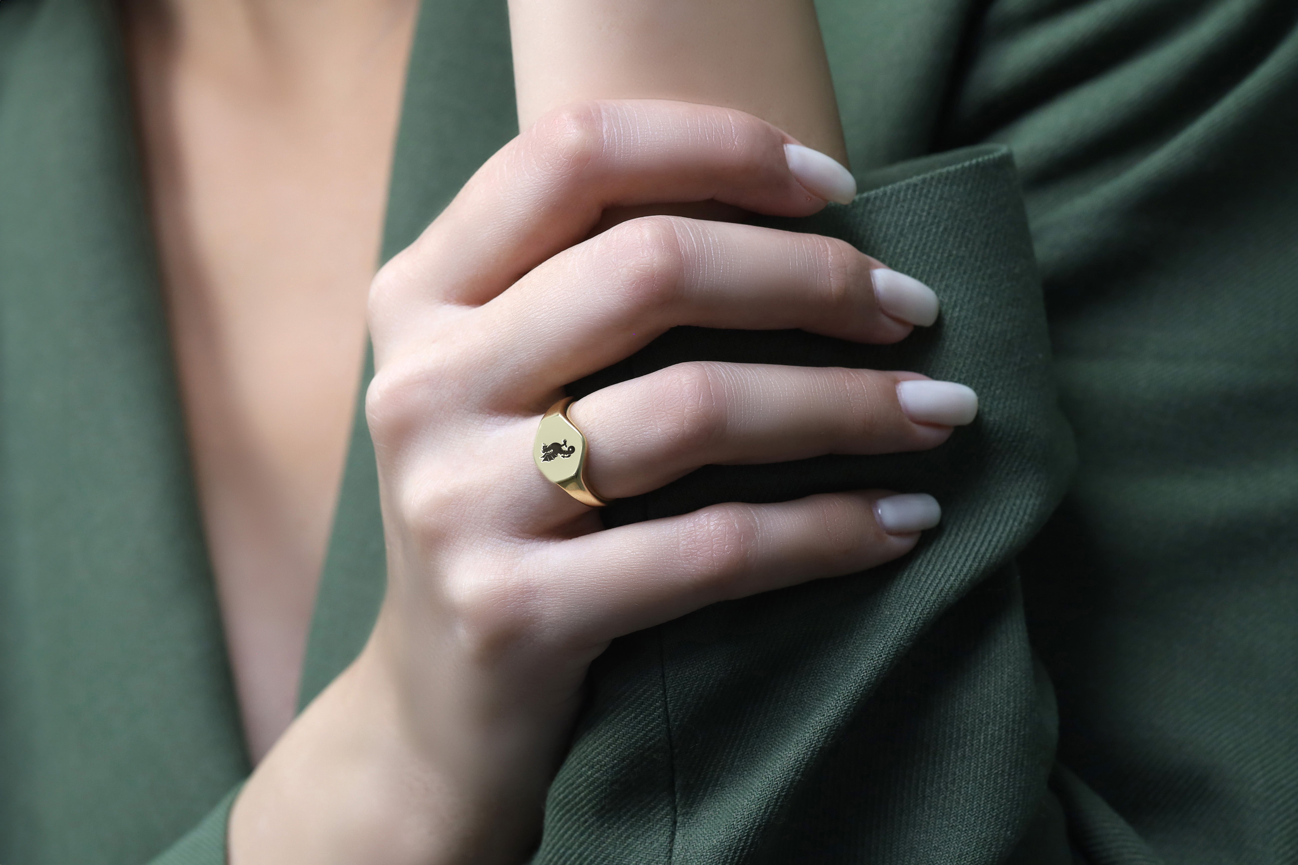 14k Gold Dragon Signet Ring