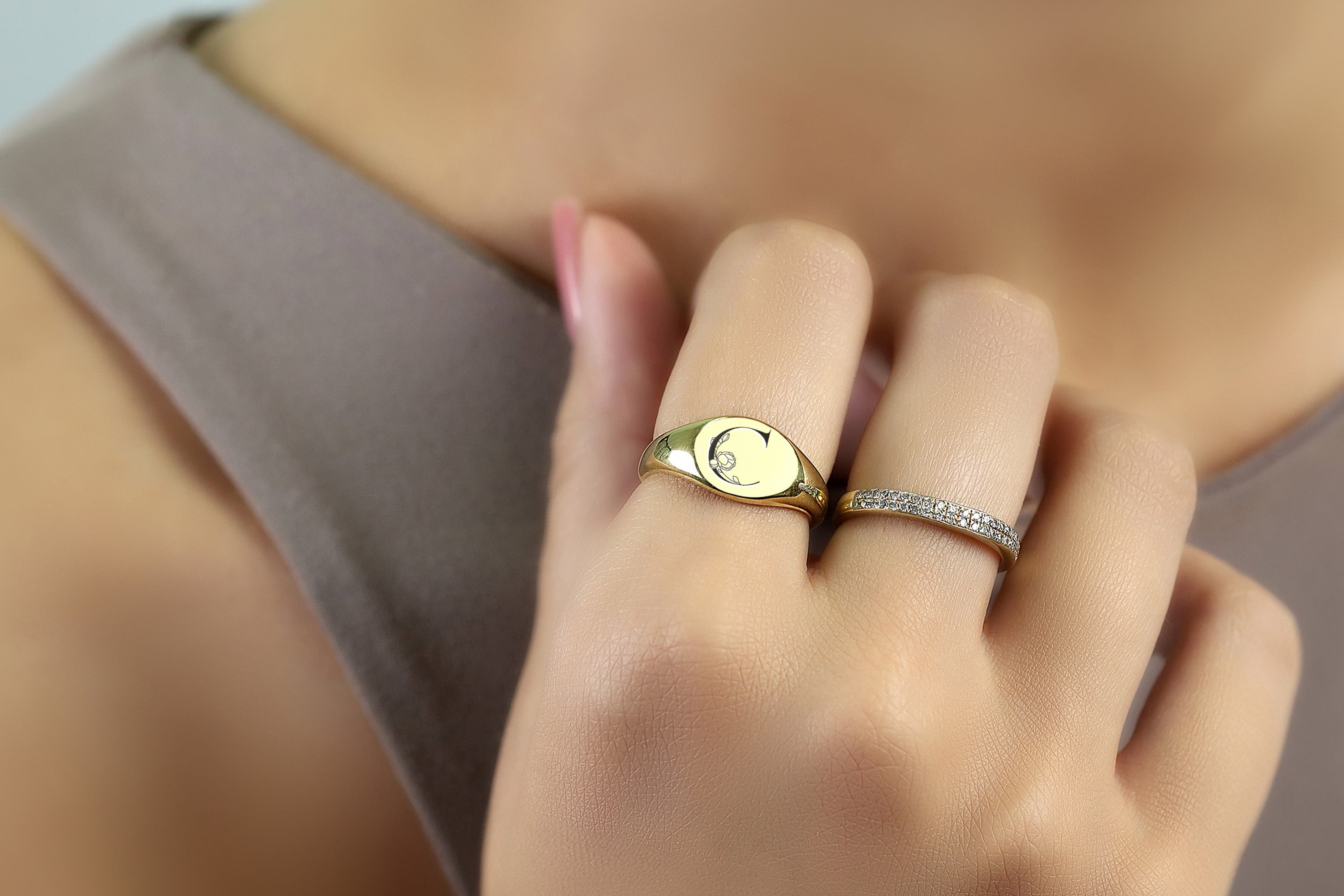 14k Gold Custom Letter Ring