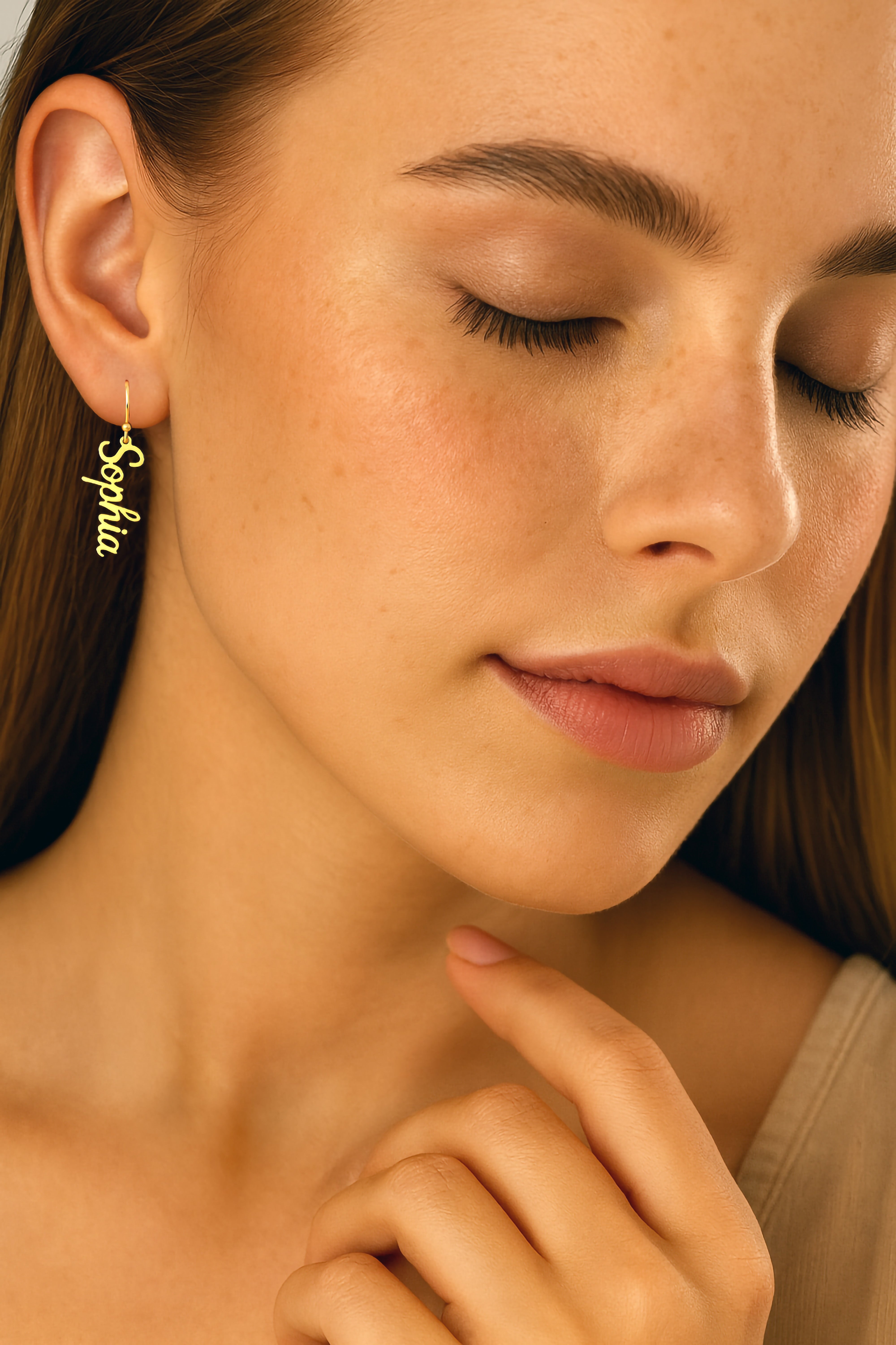 14k Gold Name Dangle Earrings