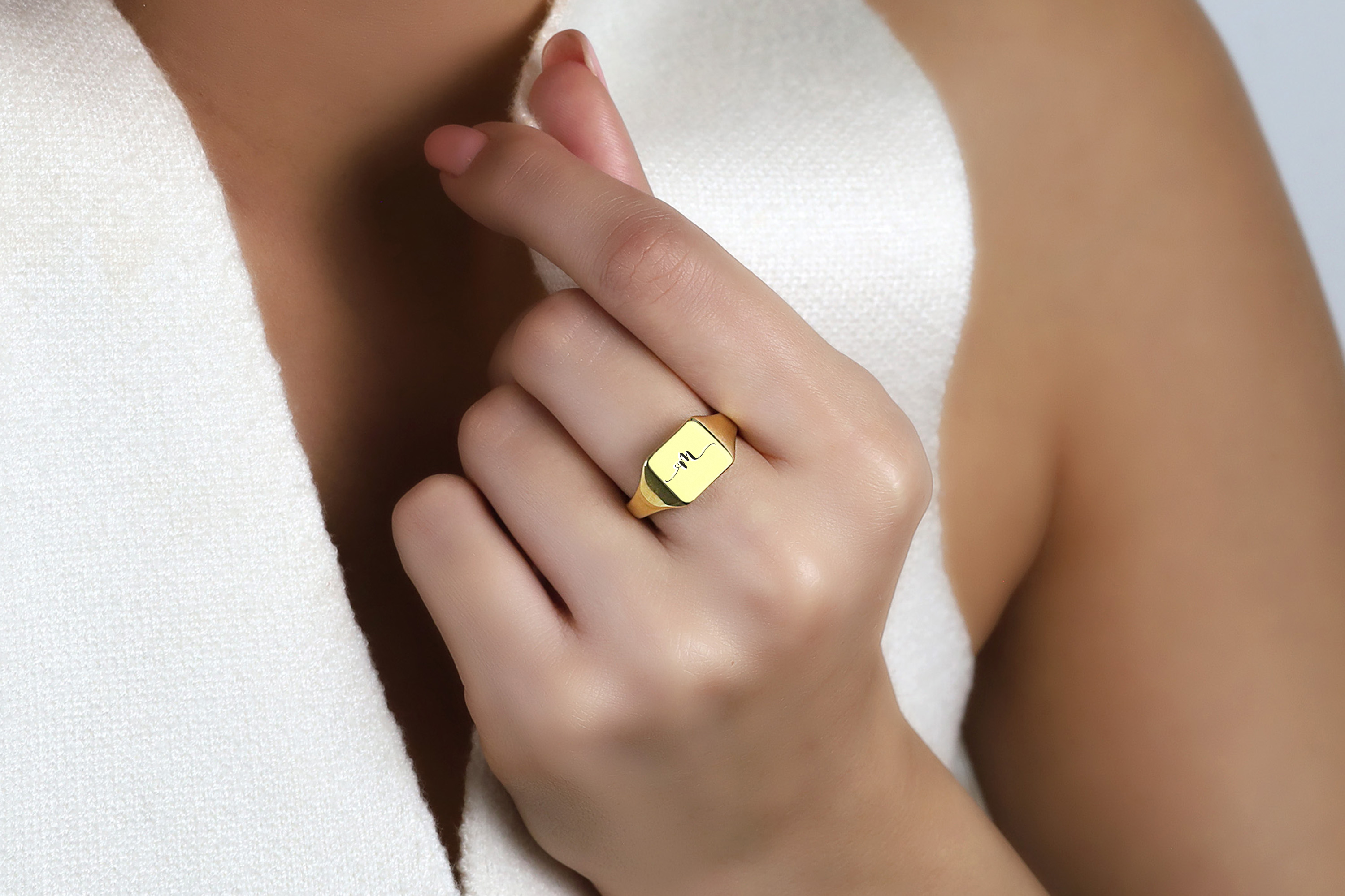 Name Initial Engraved Ring