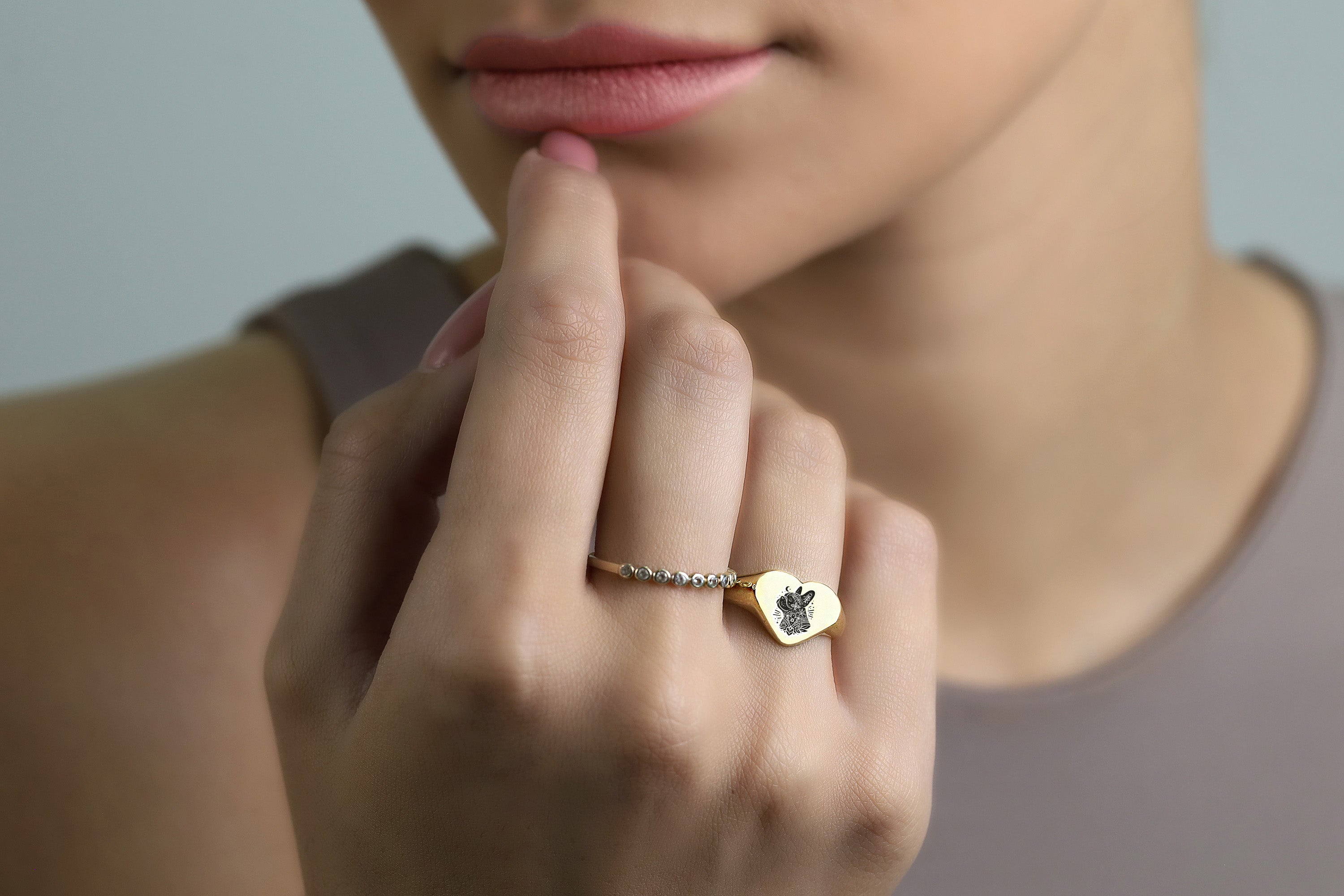 Engraved French Bulldog Ring
