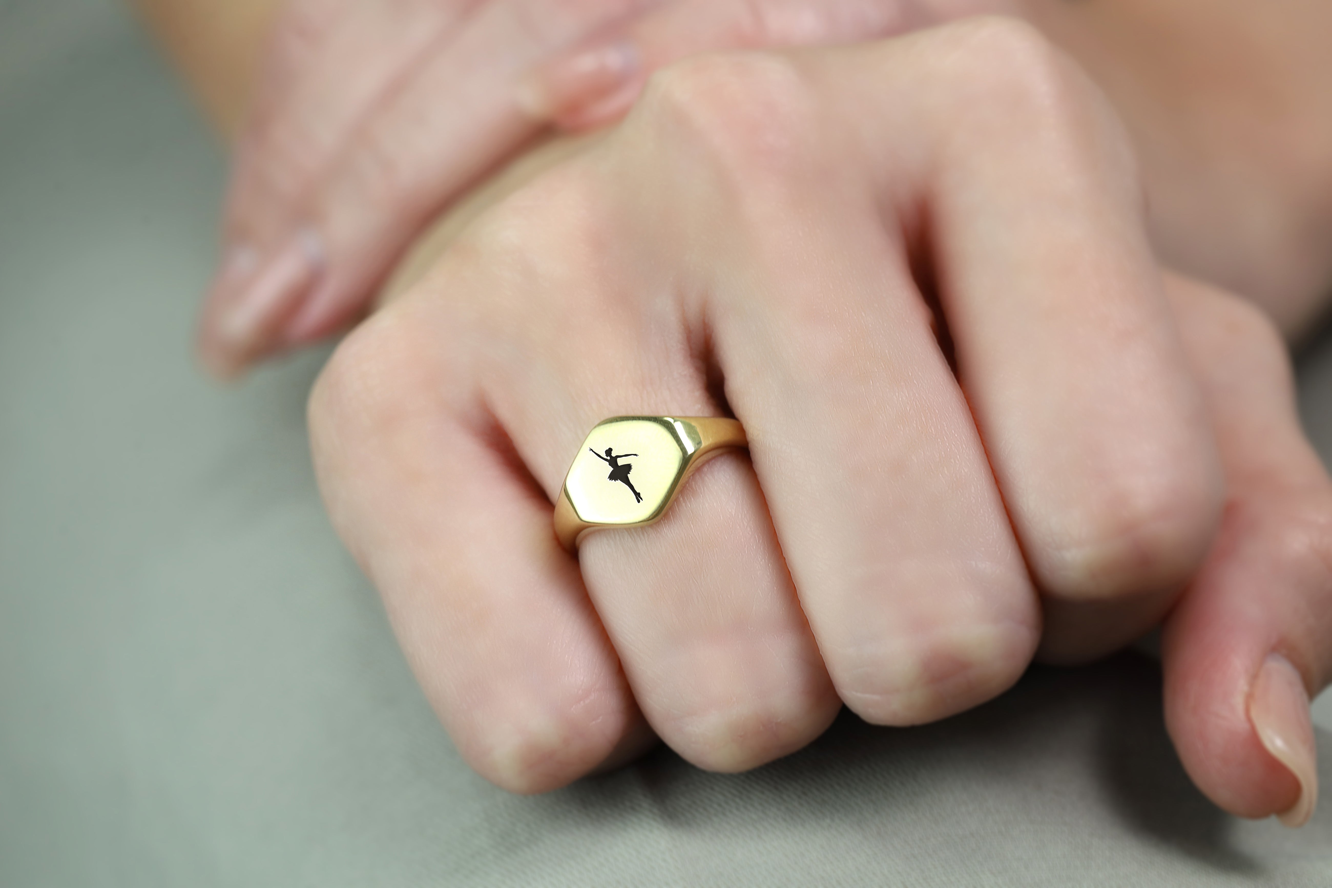 Gold Hexagon Ballet Signet Ring