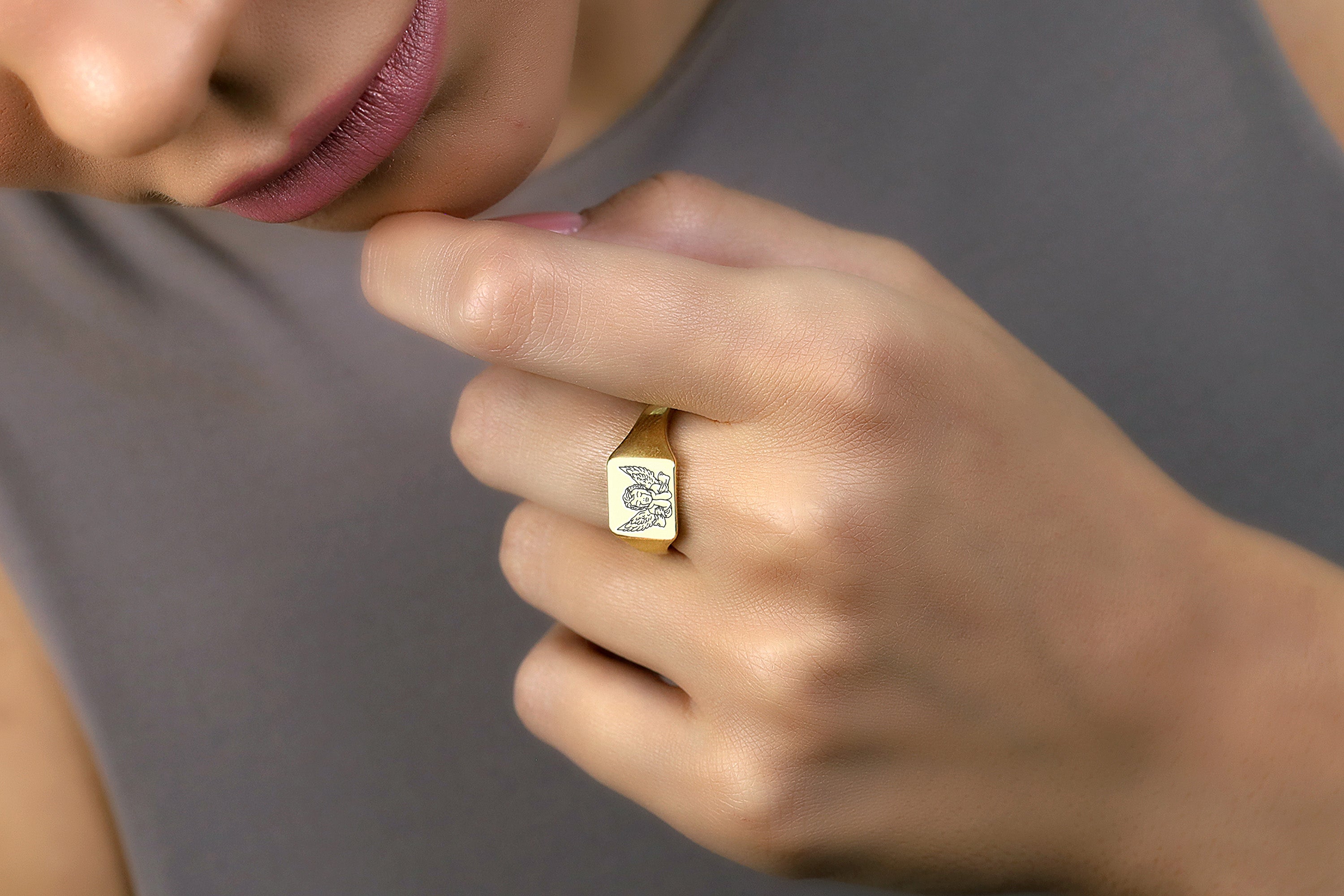 Engraved Cute Cupid Ring