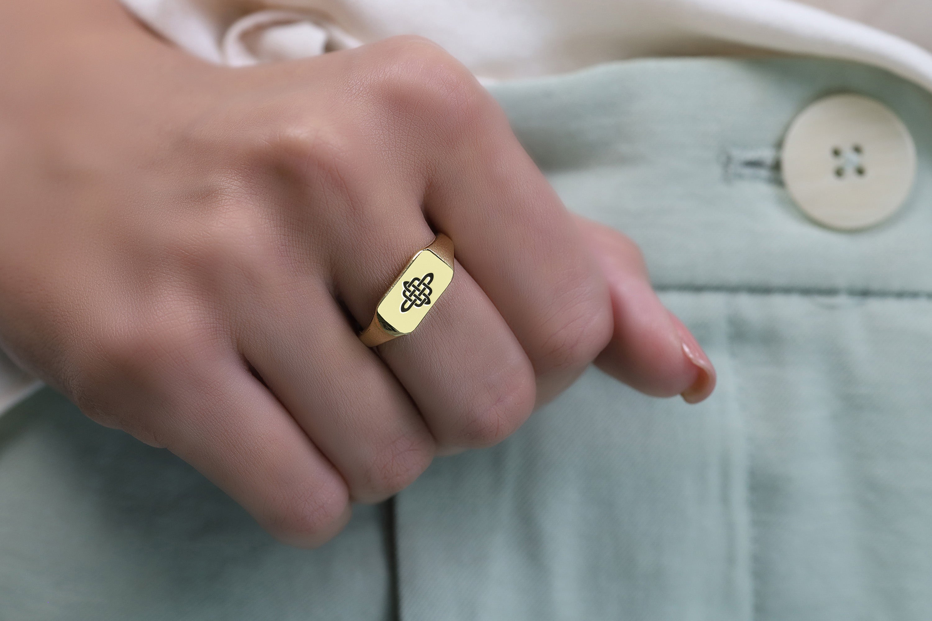 Engraved Celtic Signet Ring