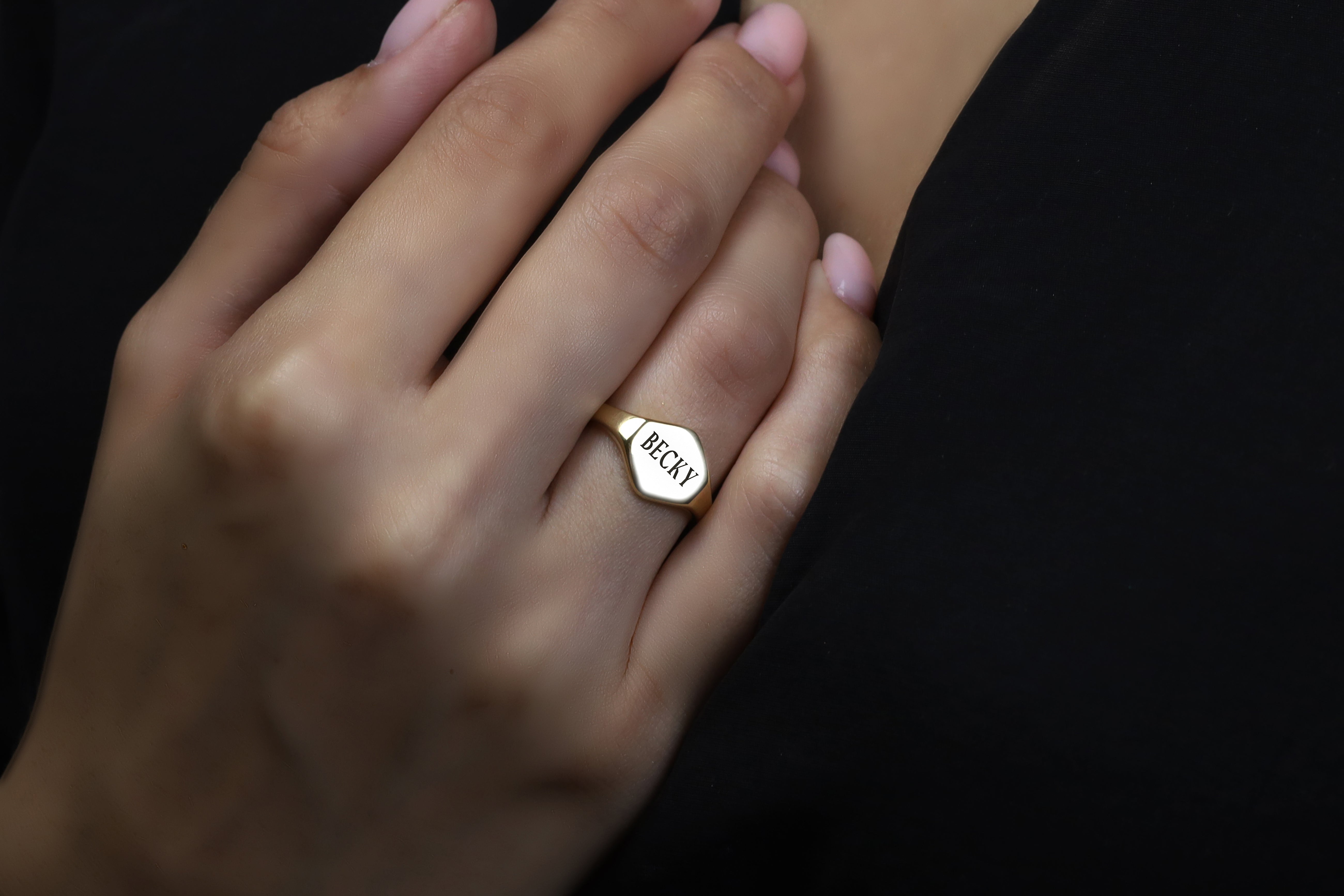 14k Gold Name Ring