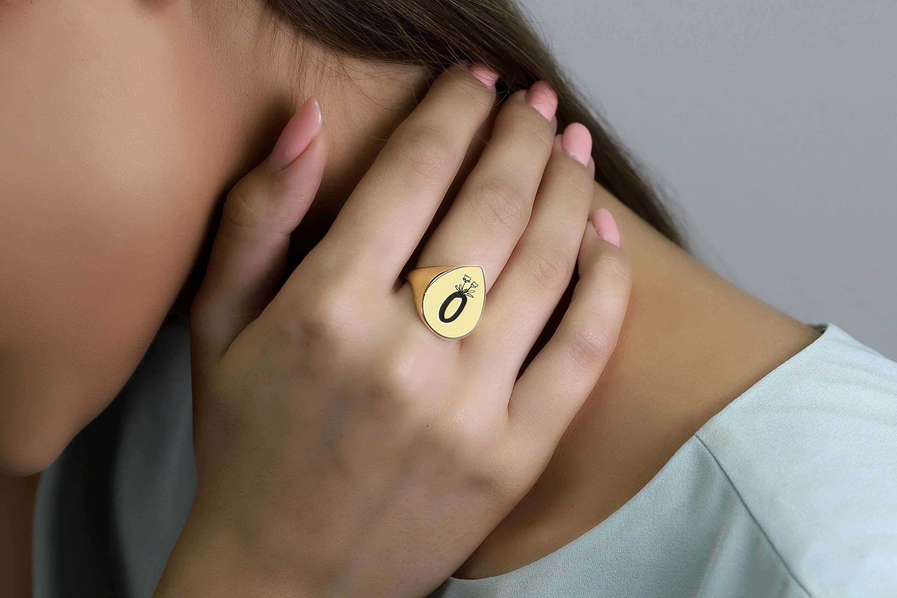 24k Gold Letter Signet Ring