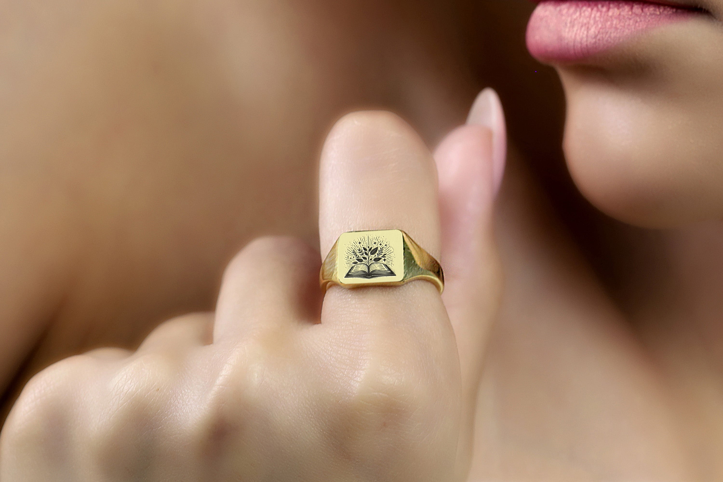 Engraved Magical Book Ring