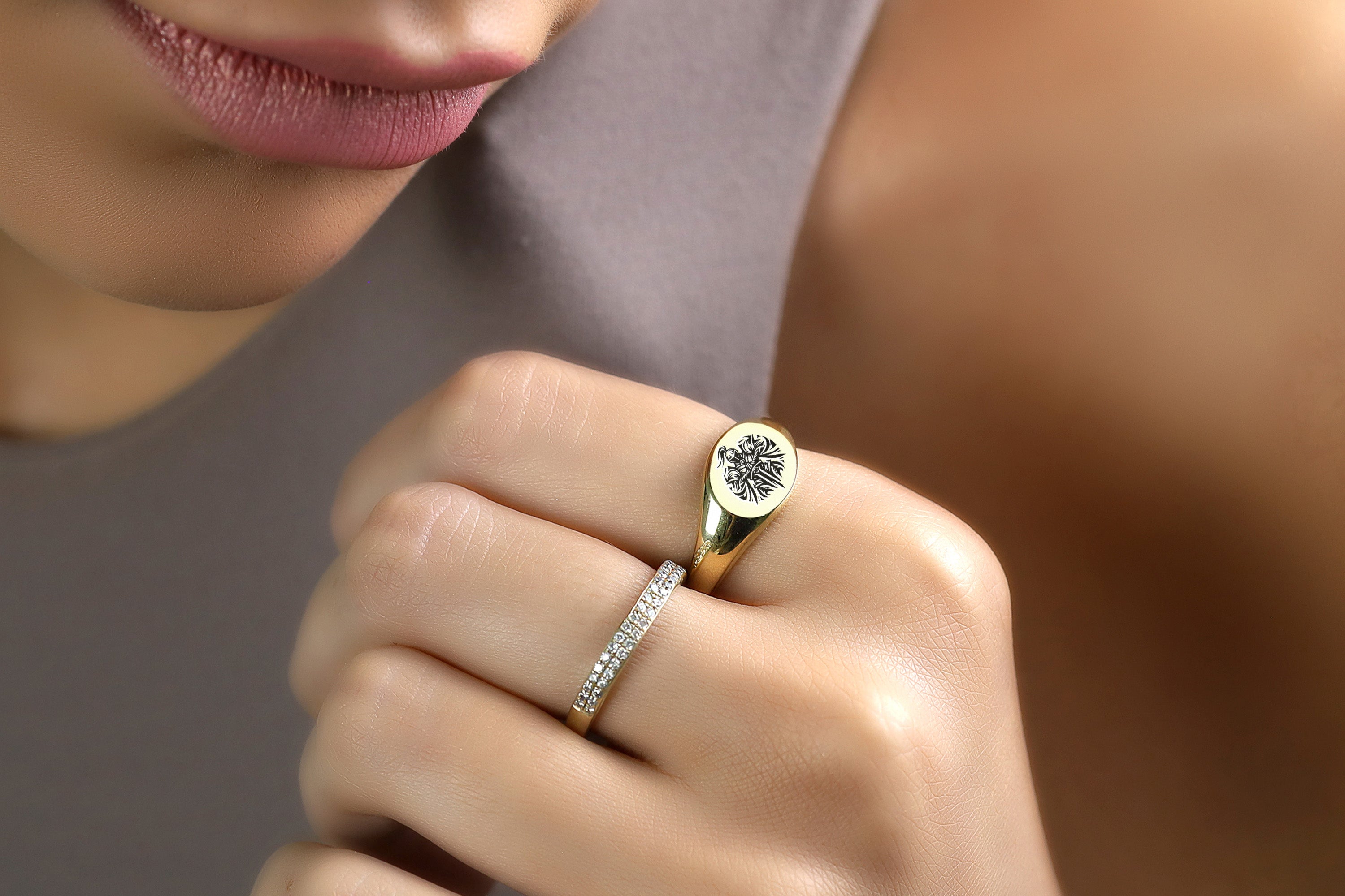 14k Gold Knight Signet Ring