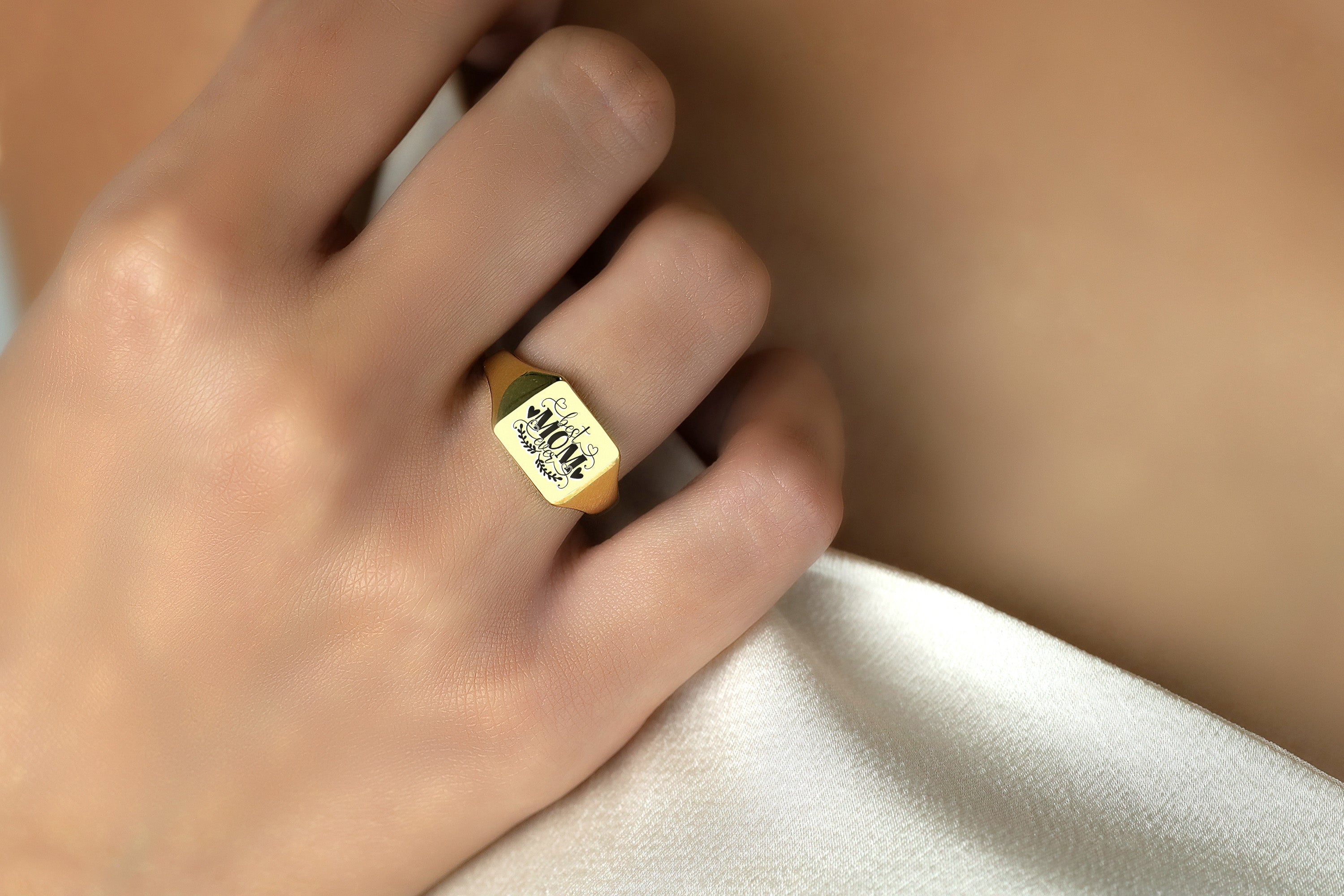 Best Mom Ever Gold Signet Ring