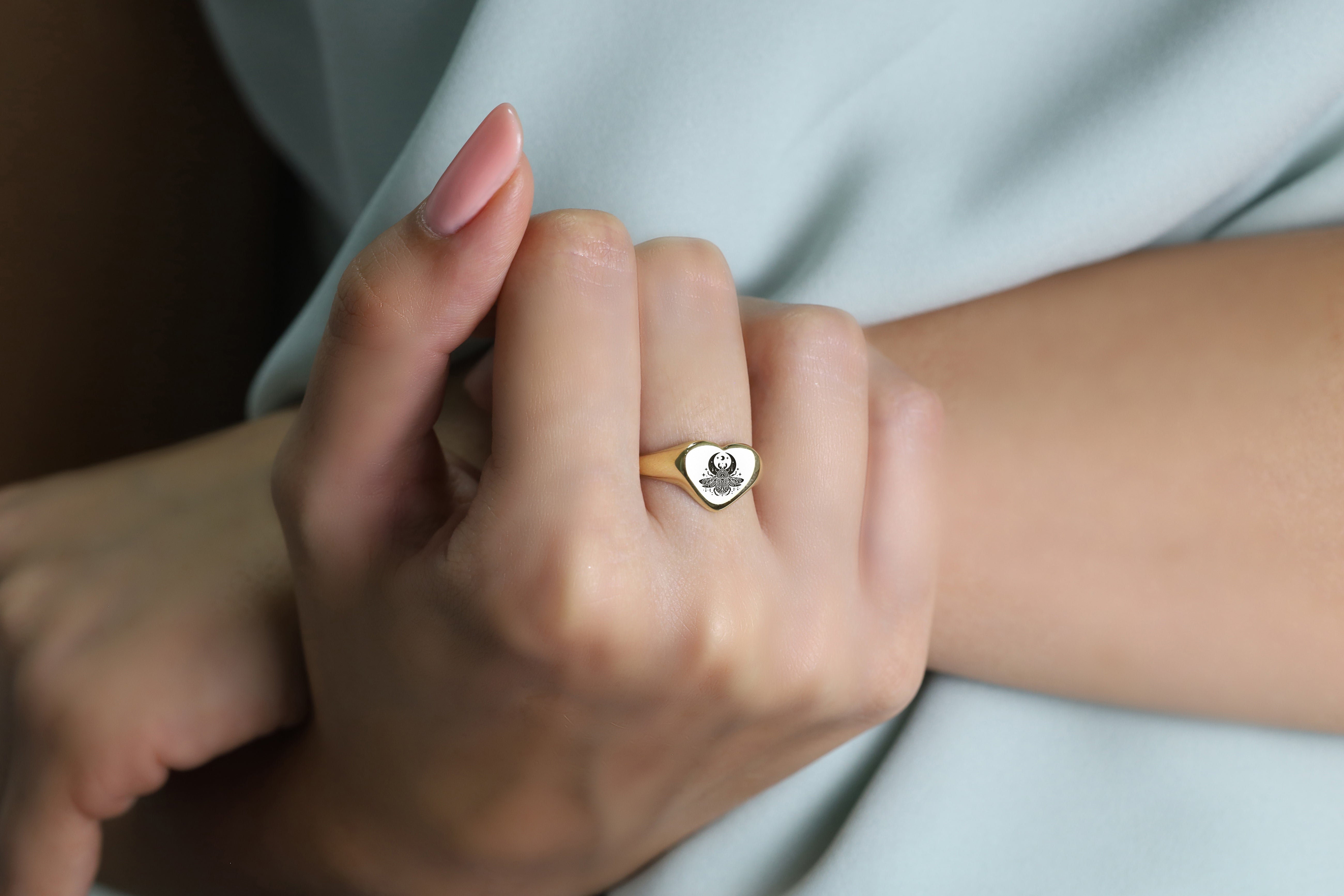 14k Gold Beetle Signet Ring