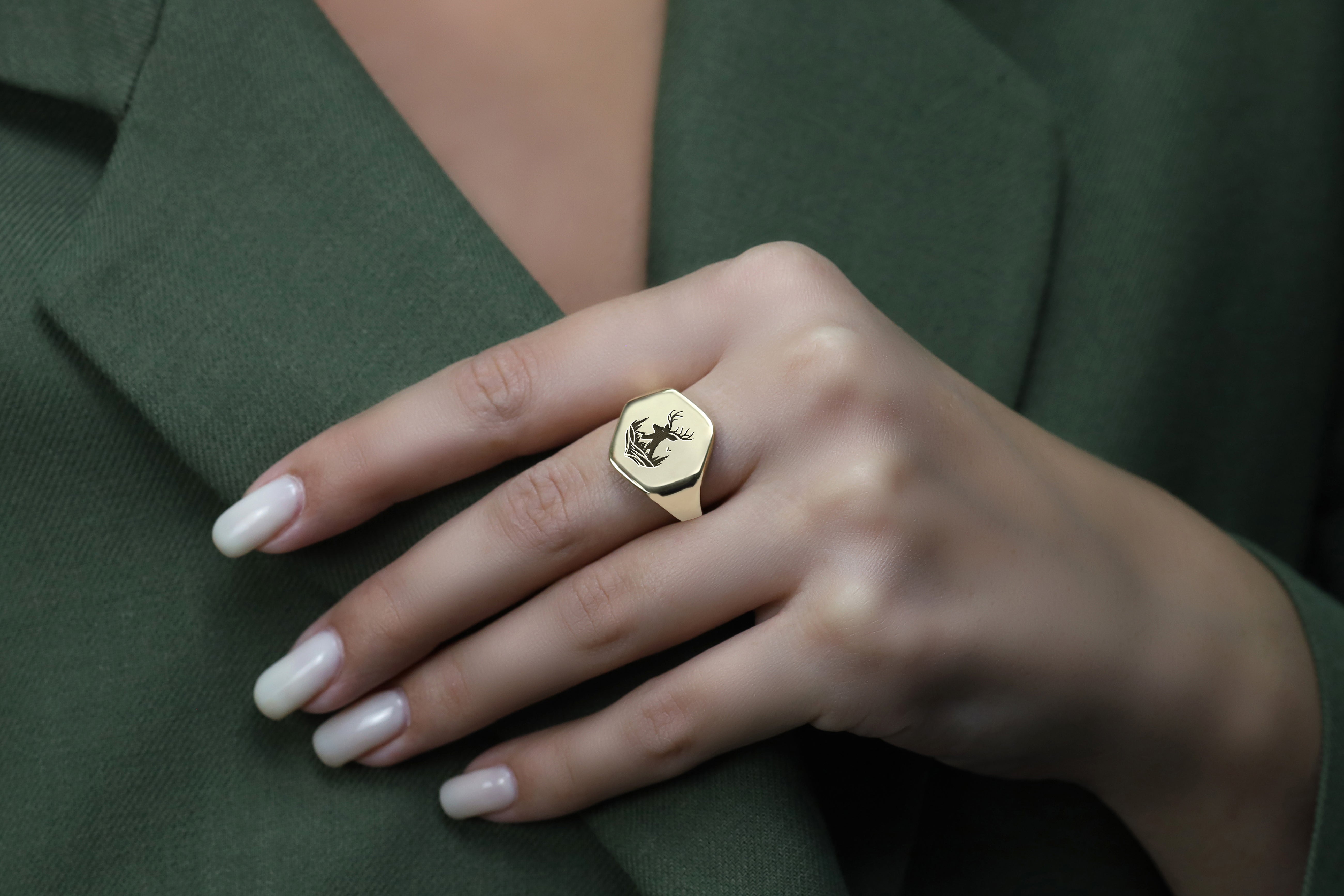 Engraved Cervus Signet Ring