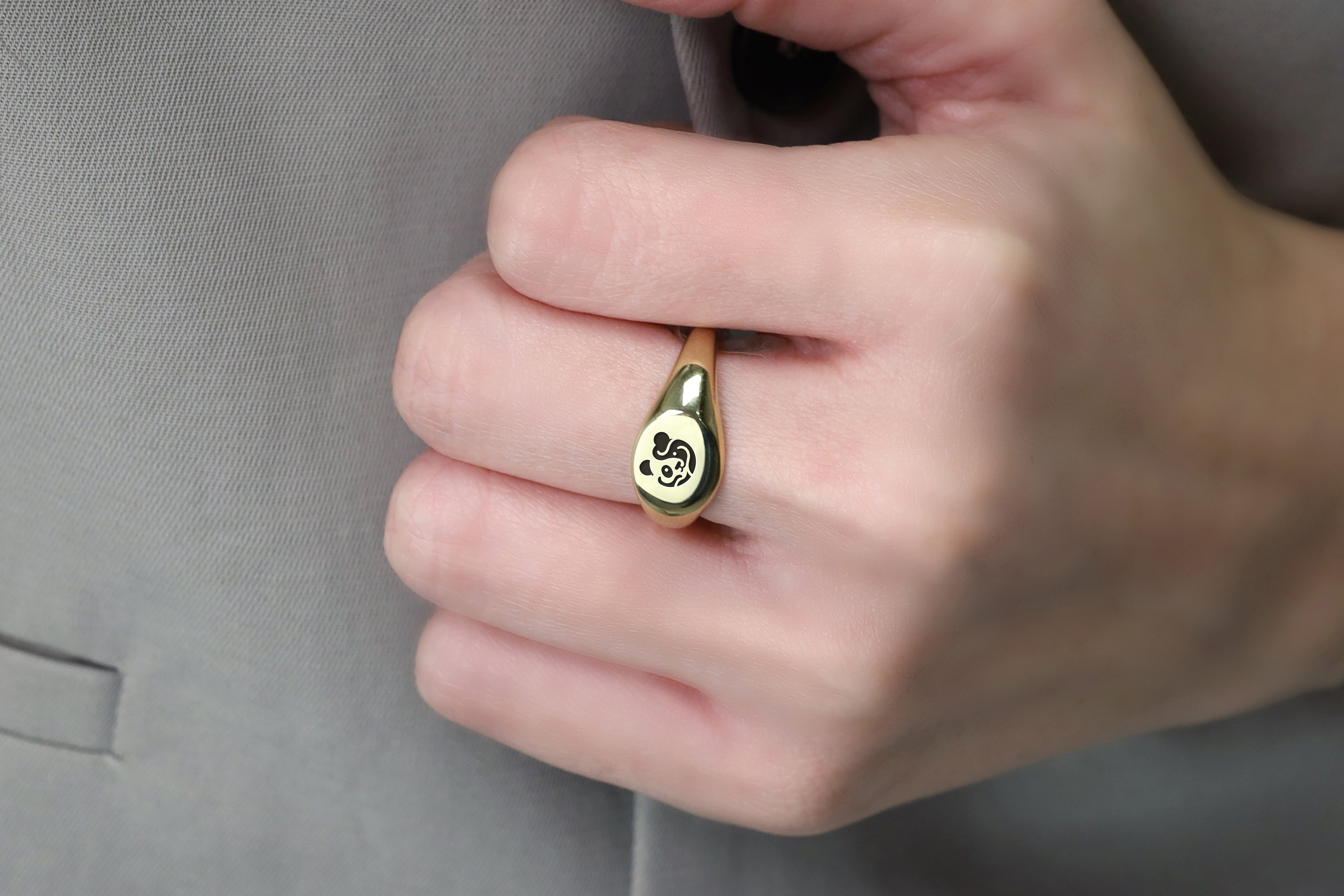 Custom Panda Engraved Ring