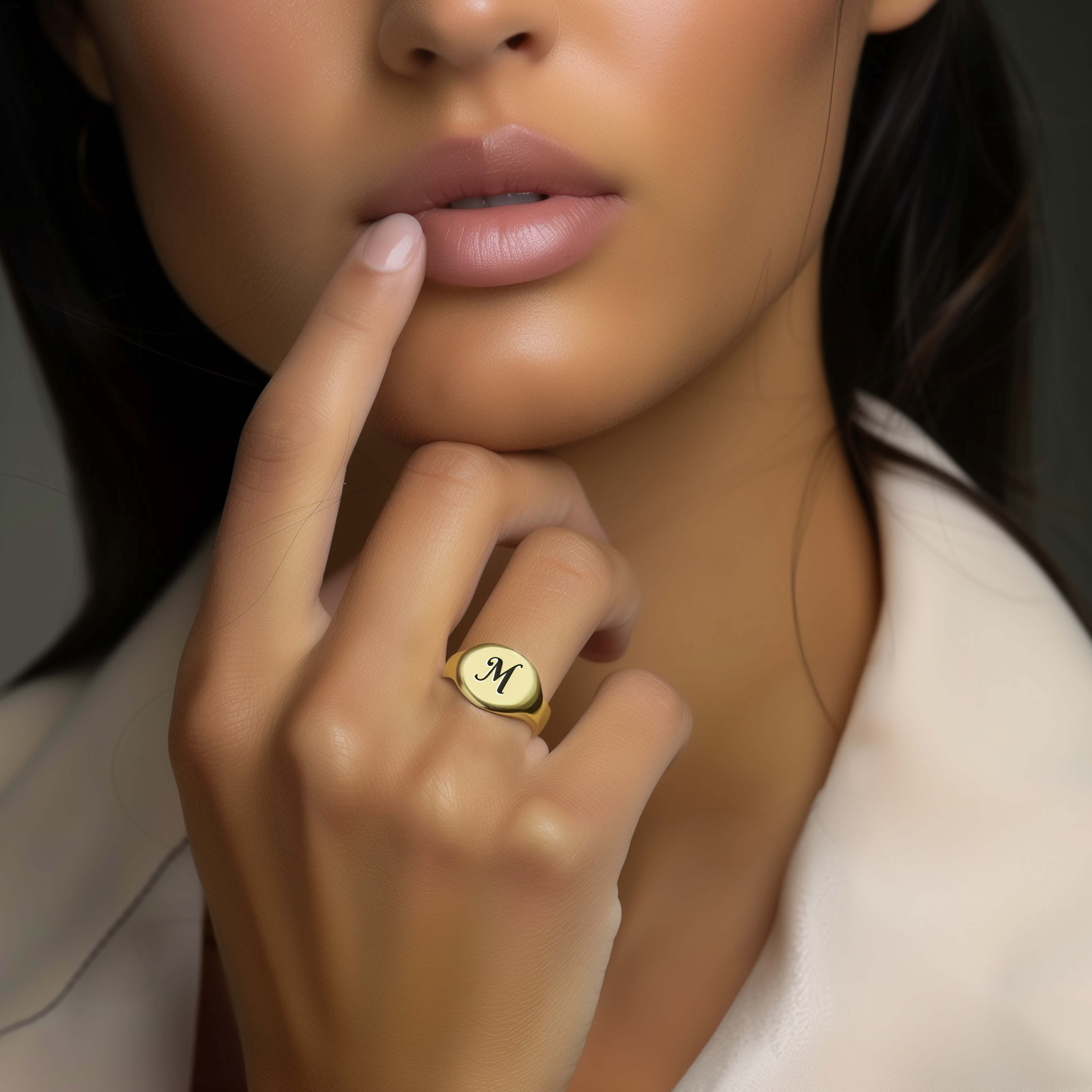 24k Gold Name Initial Ring