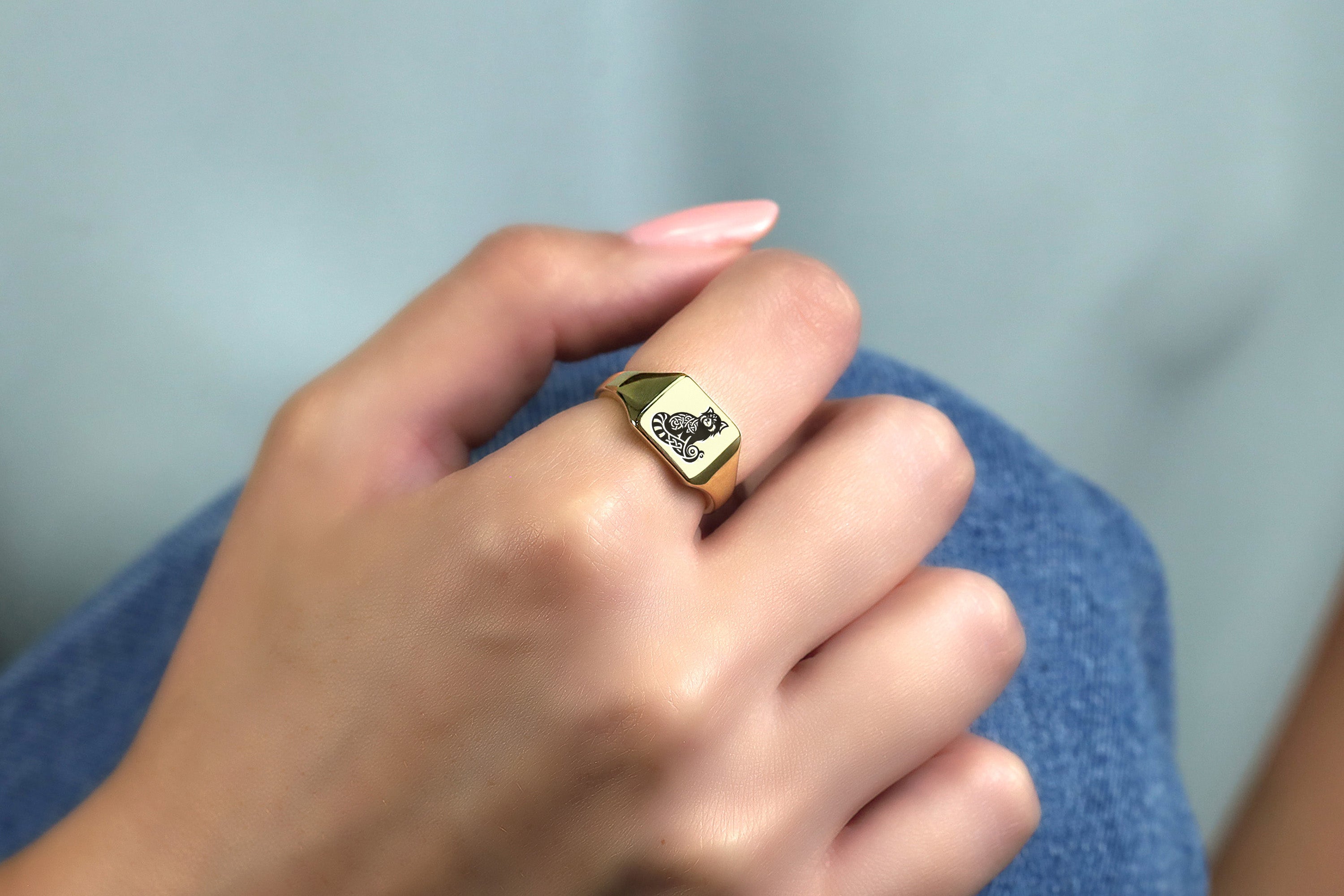 Red Panda Gold Signet Ring