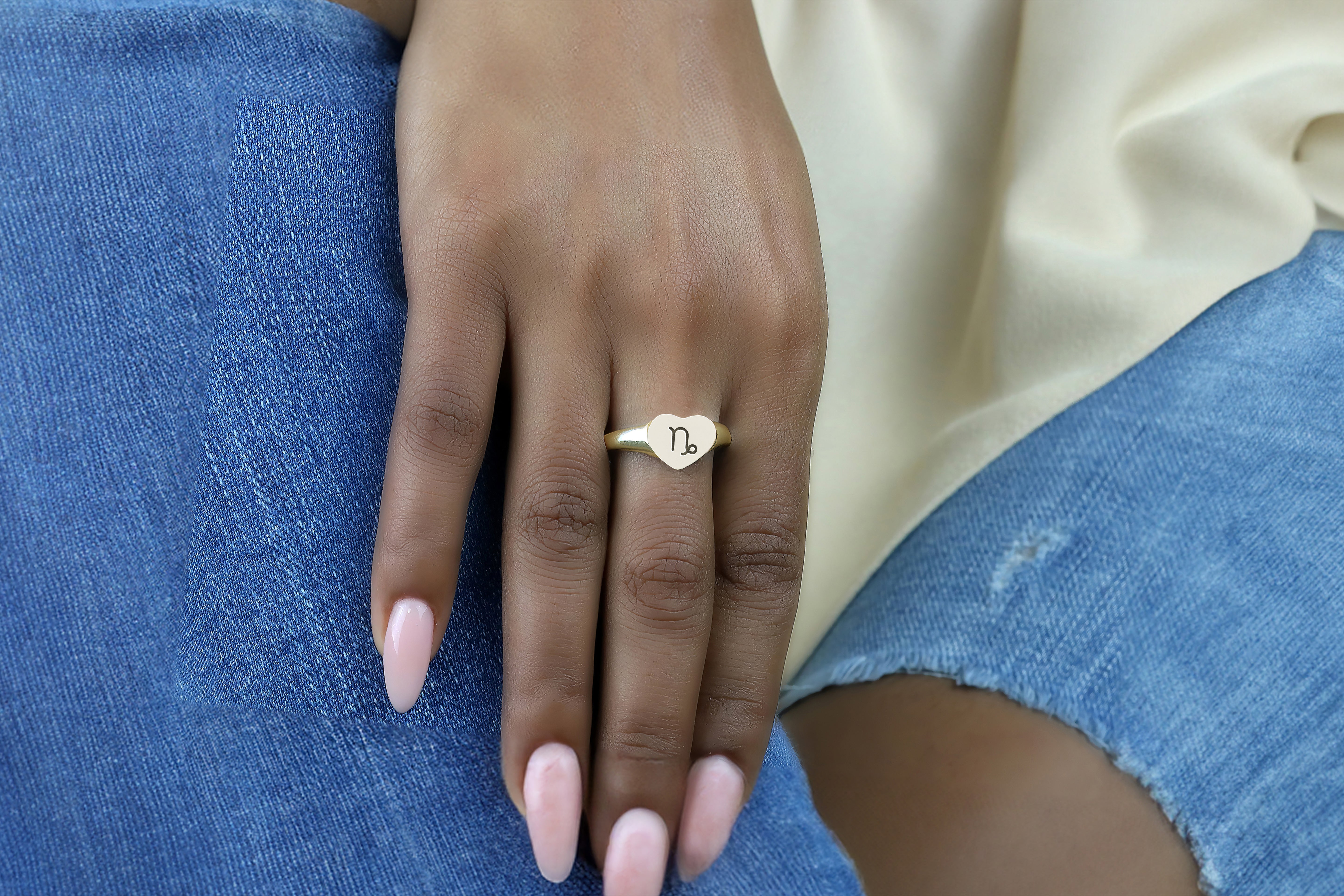 Engraved Capricornus Signet Ring