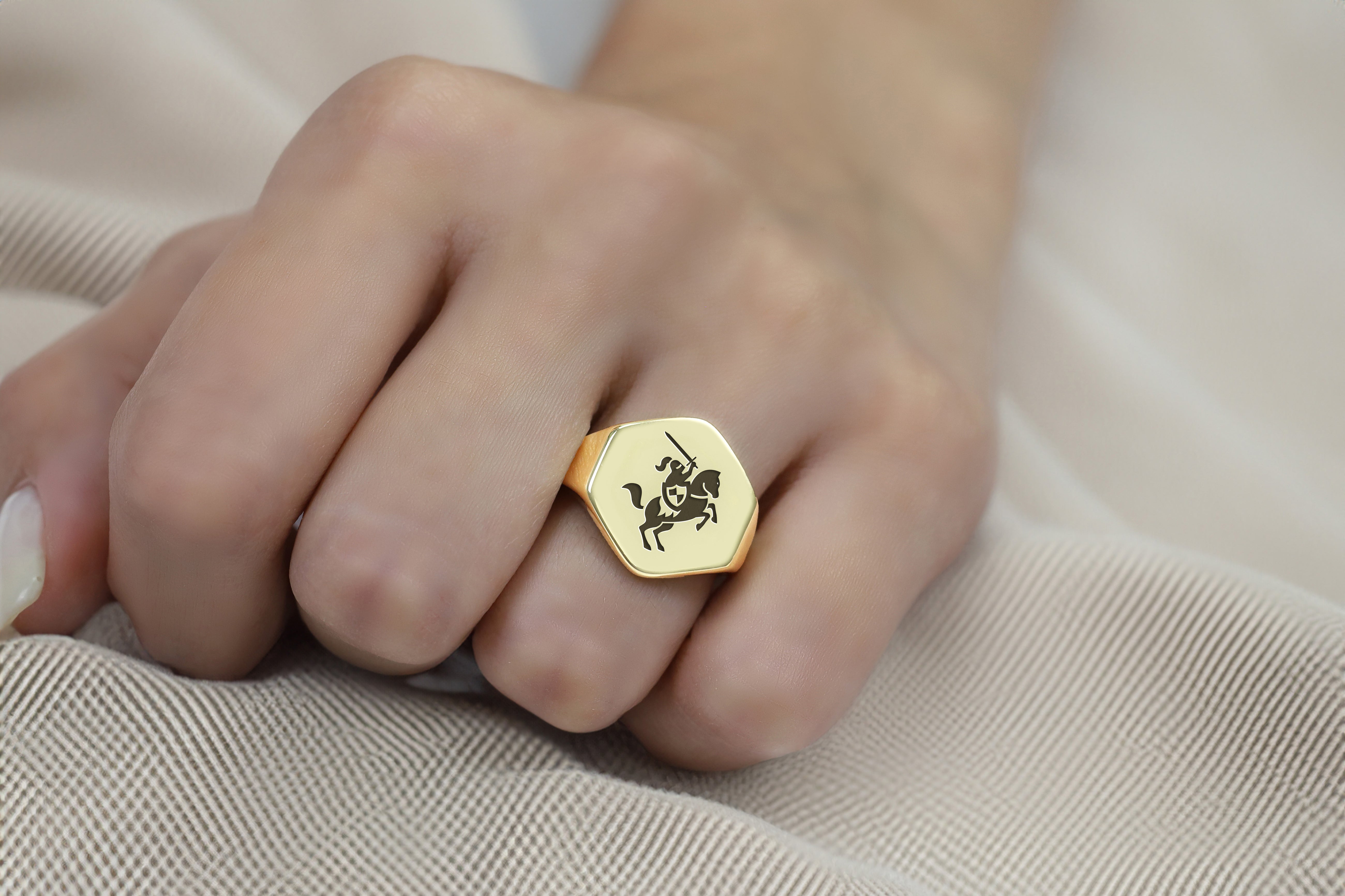 Gold Knight Signet Ring