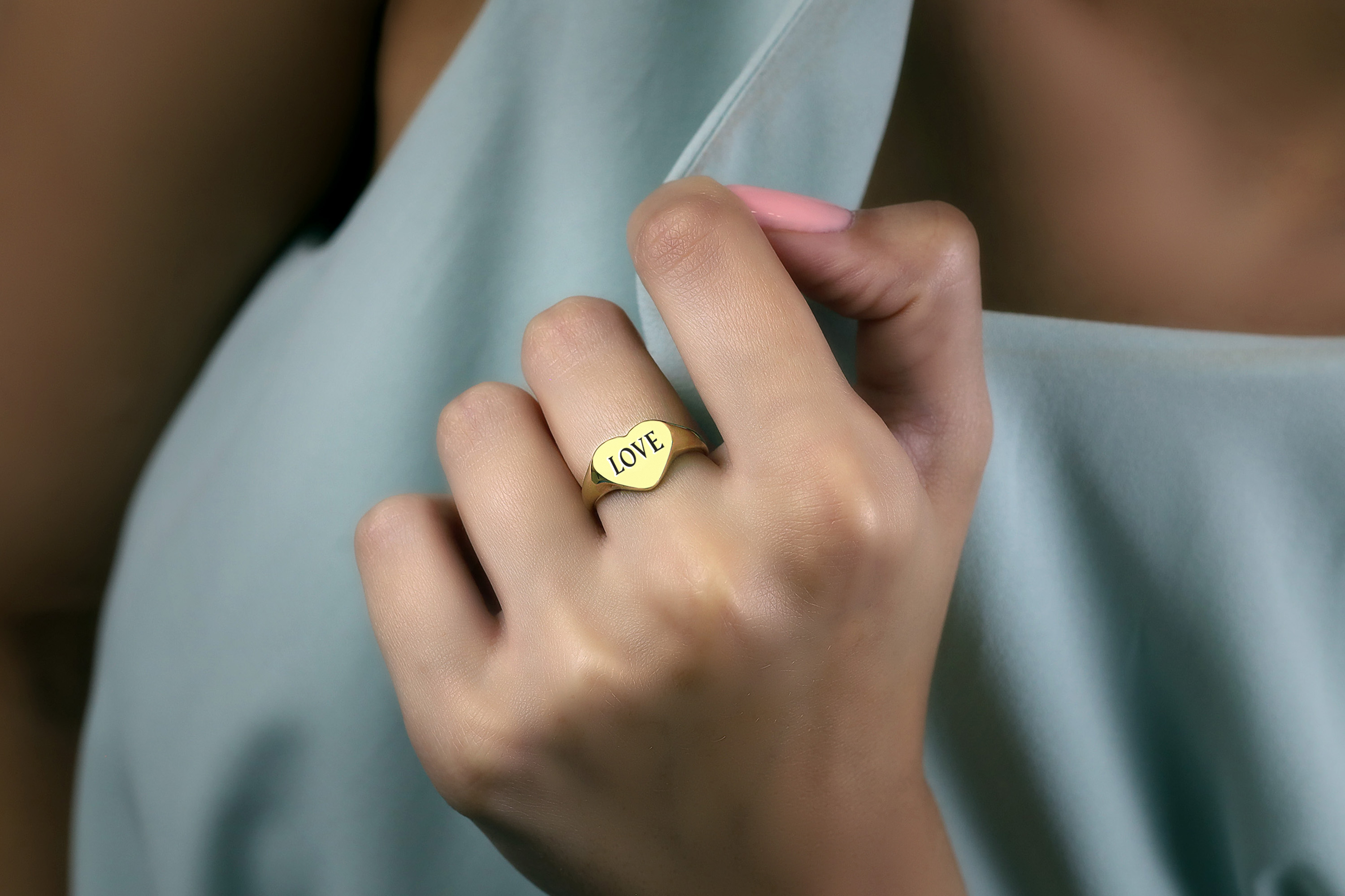14k Gold Love Engraved Ring