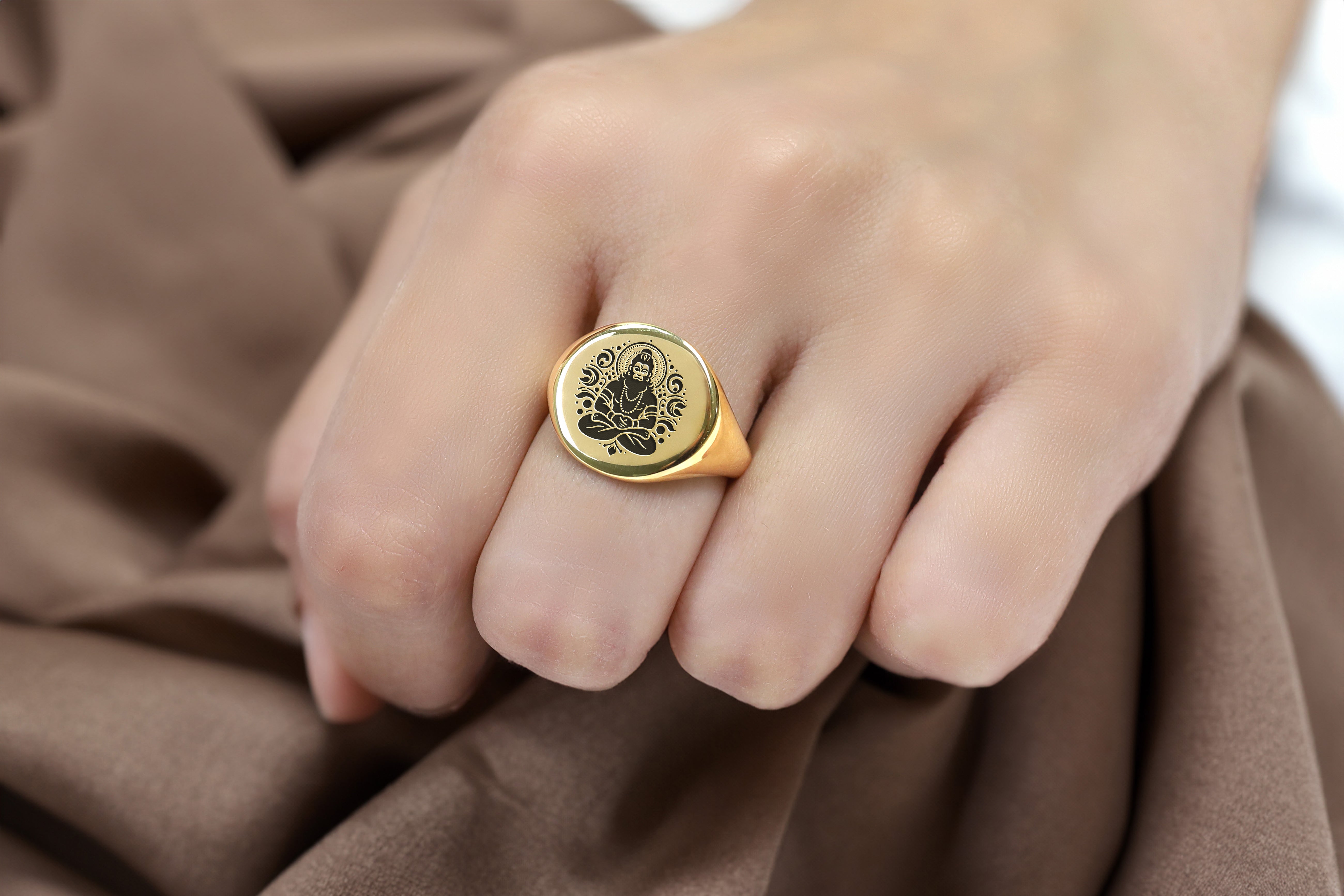Engraved Hindu Jayanti Signet Ring