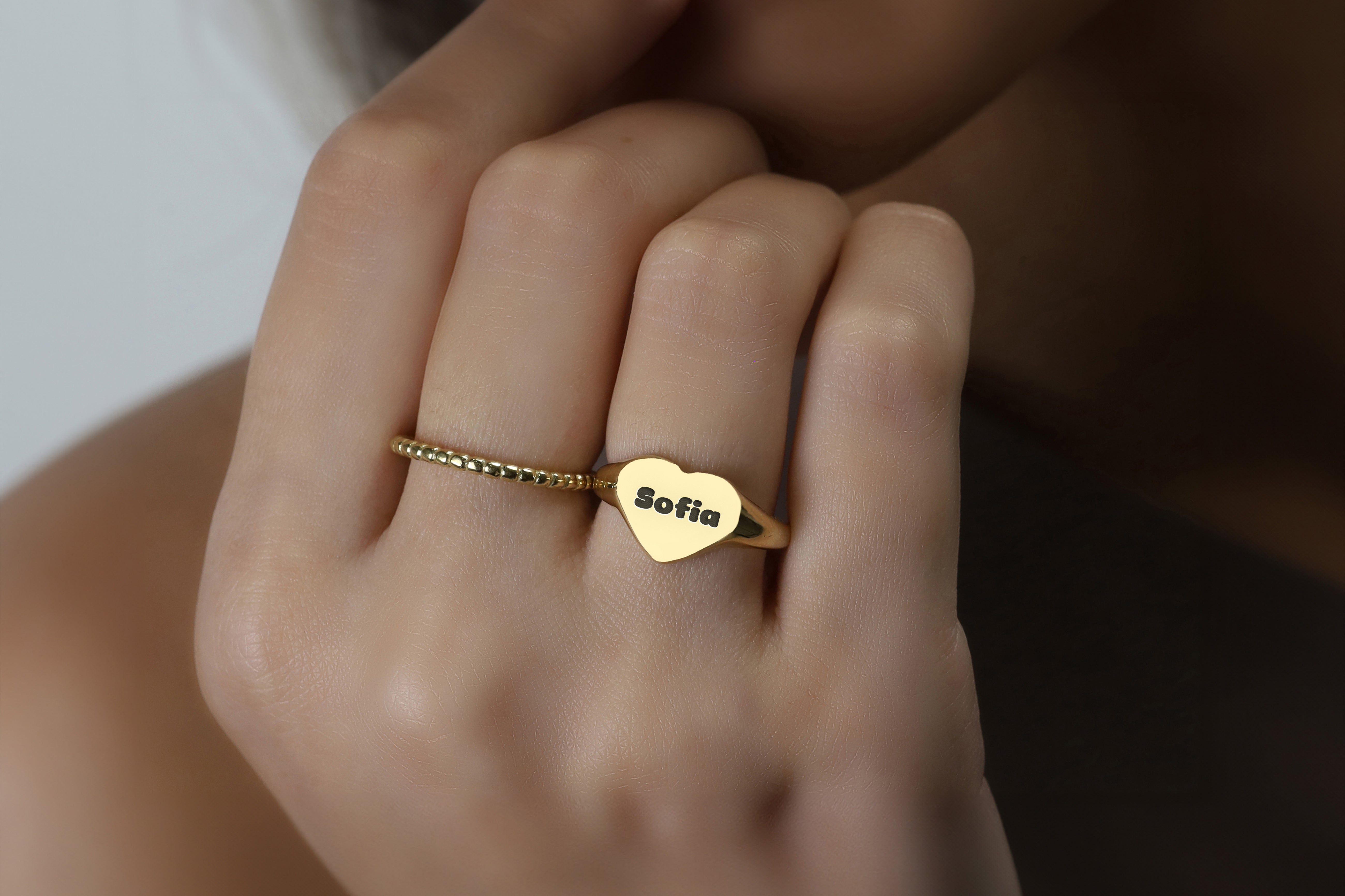 Retro Font Engraved Ring