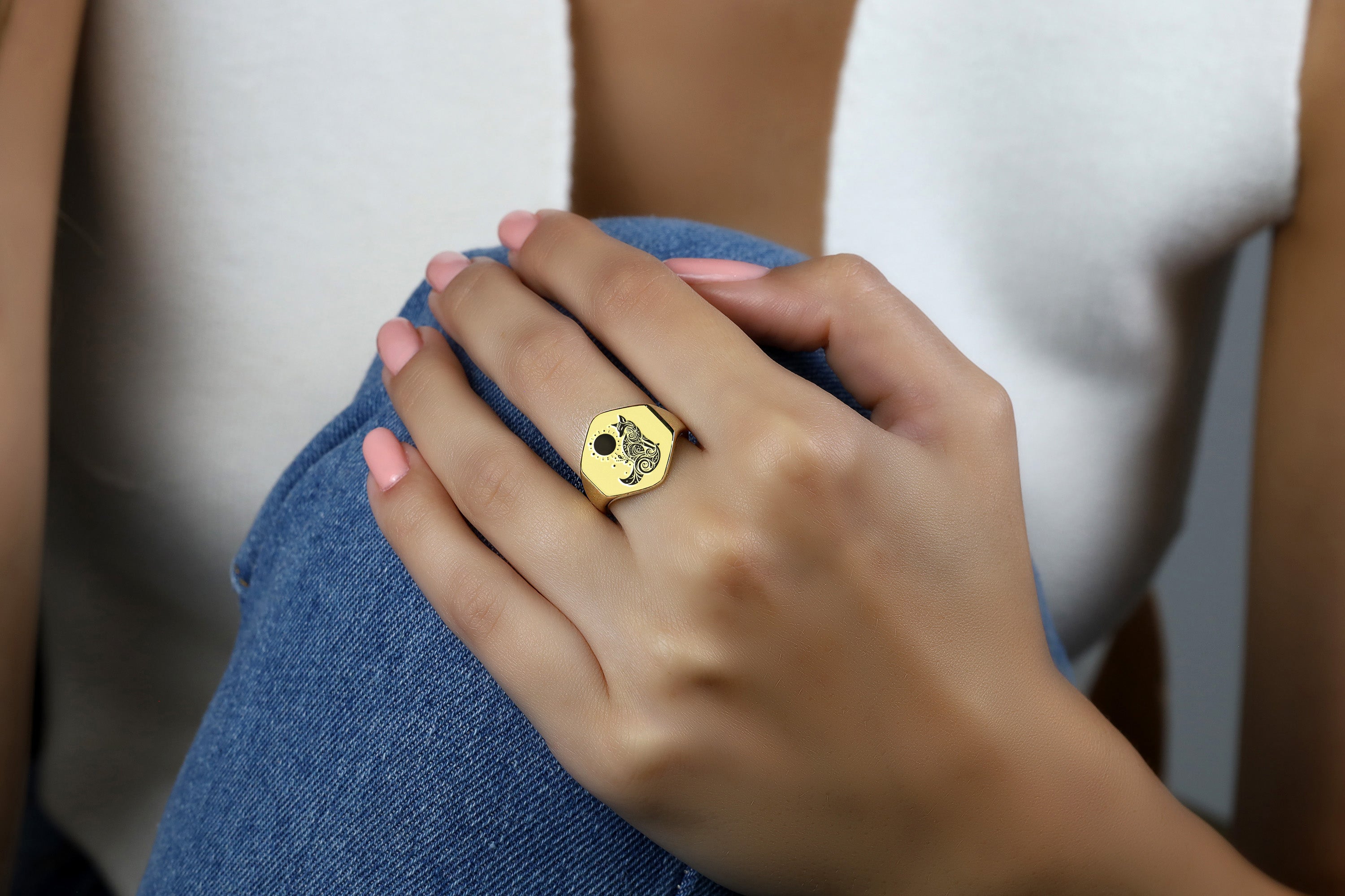 Spiritual Fox Hexagon Ring