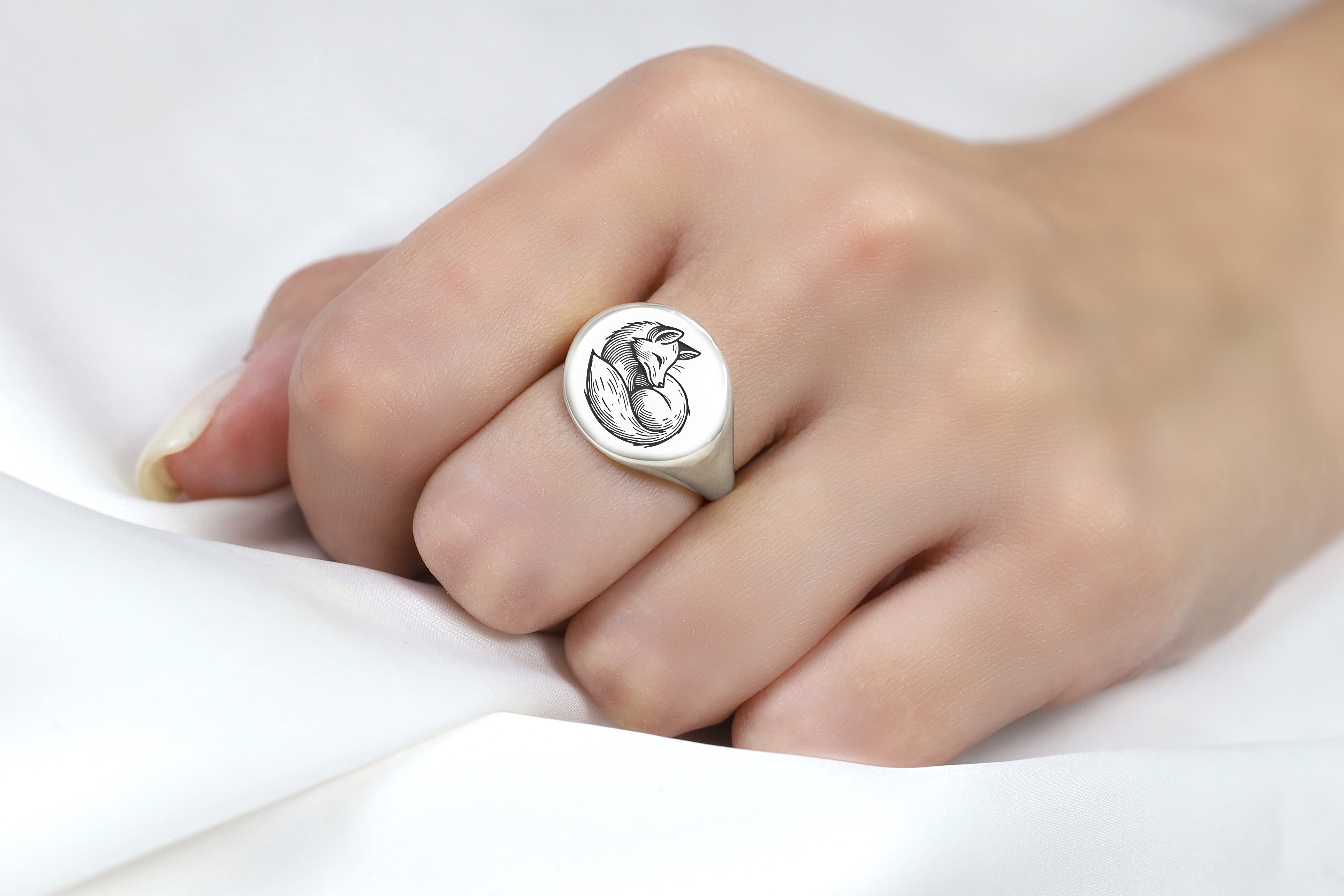 925 Sterling Silver Fox Ring
