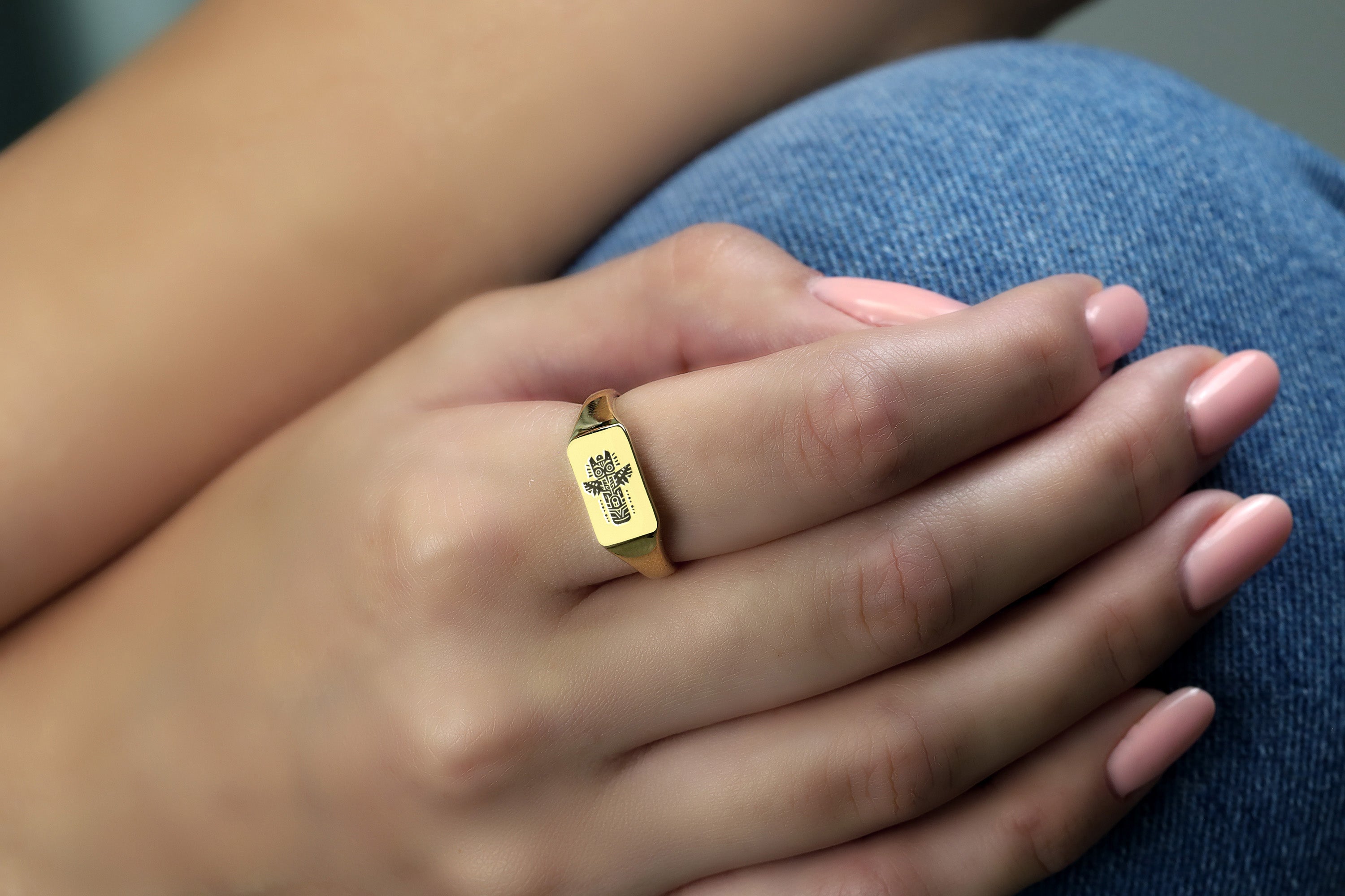 Engraved Luck Totem Ring