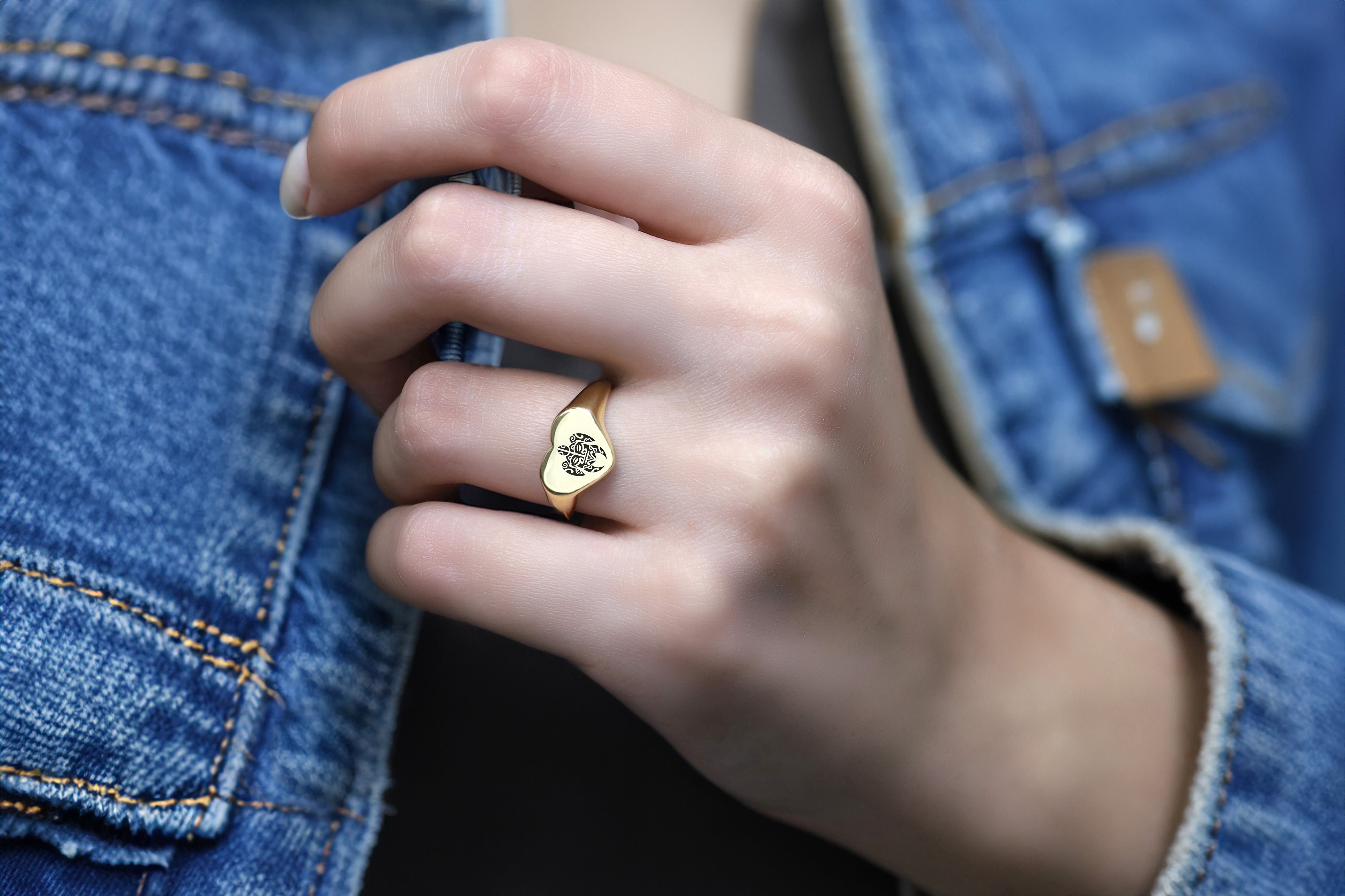 Gold Tribal Turtle Signet Ring