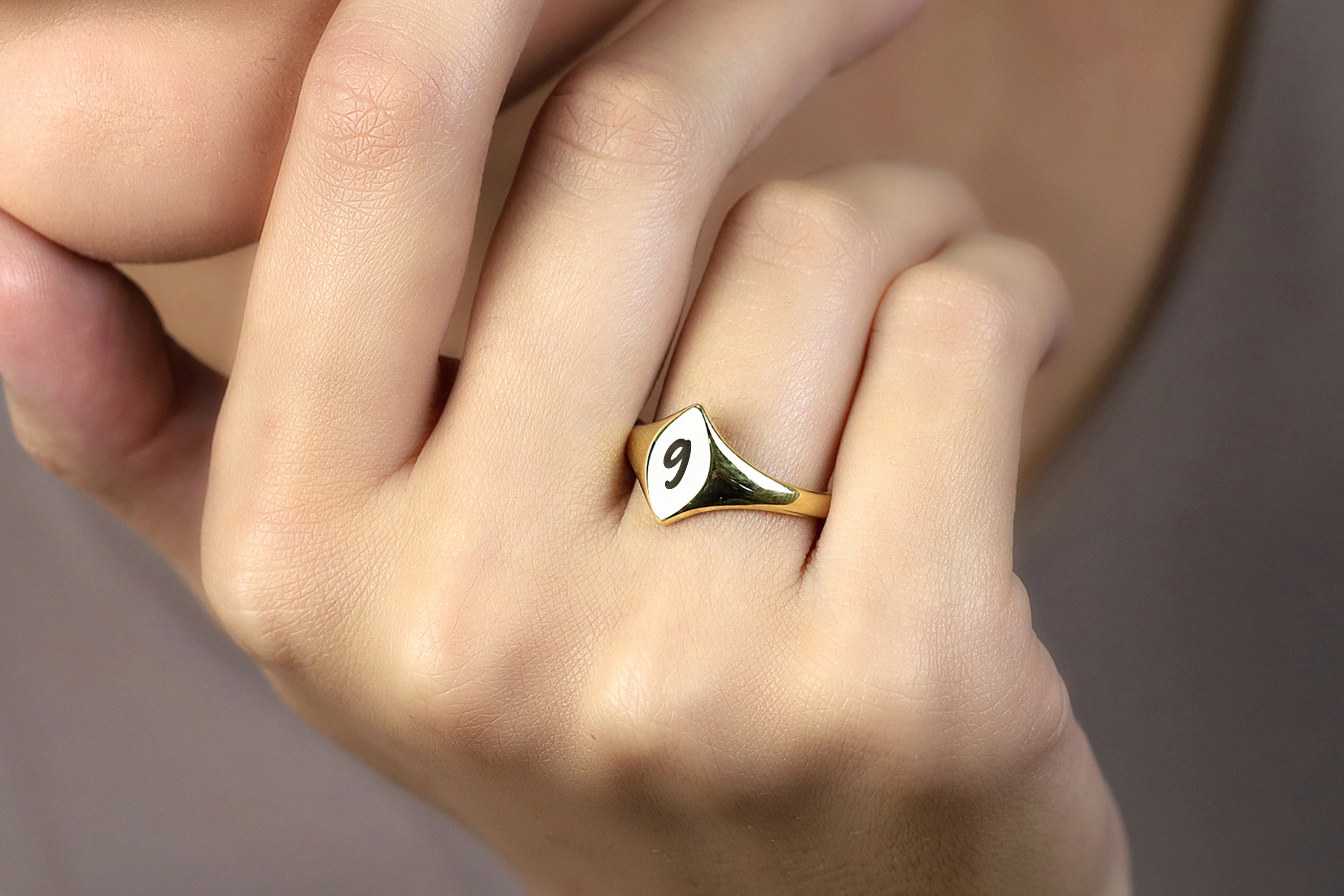 Custom Number Signet Ring