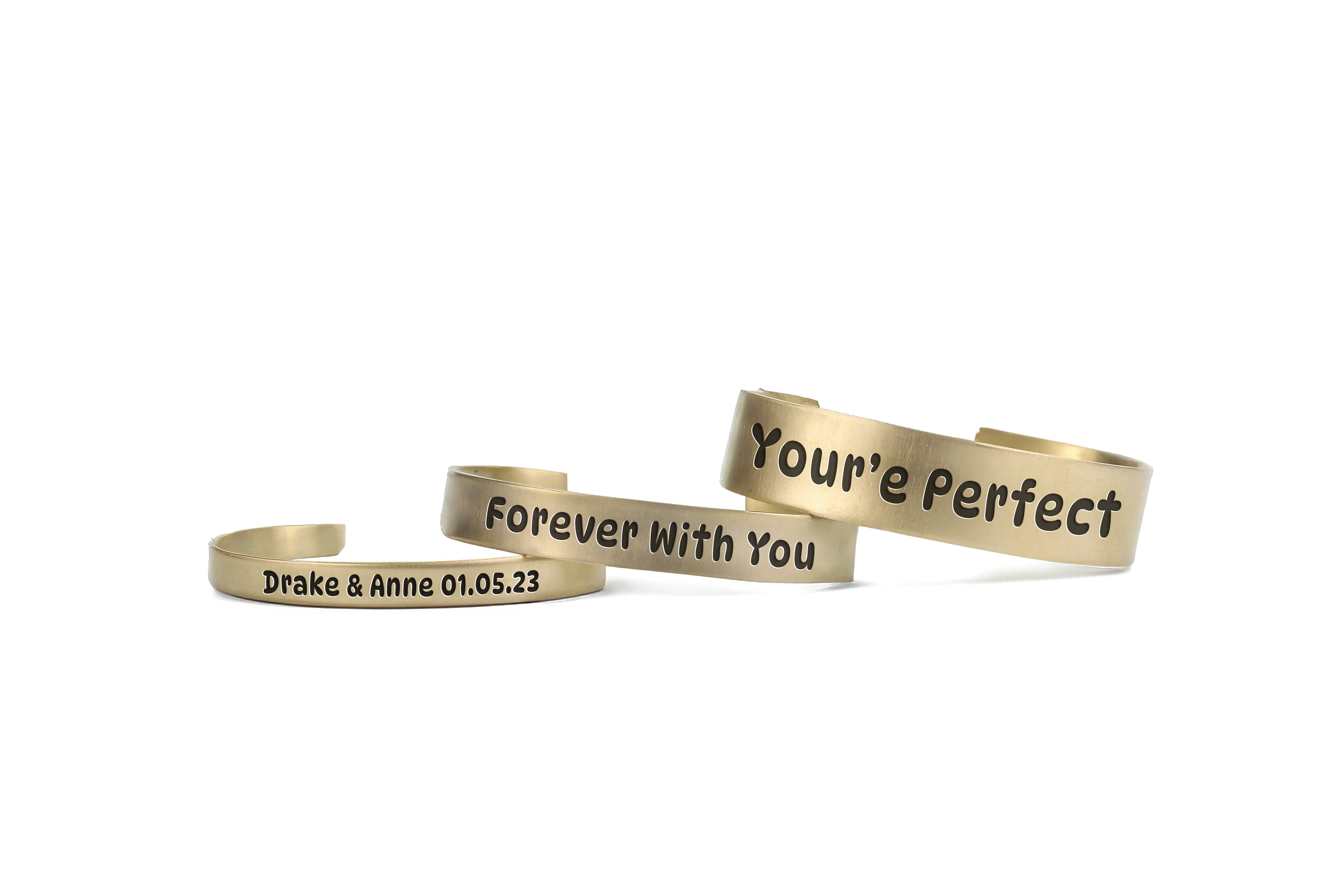 Engraved Gold Text Bracelet