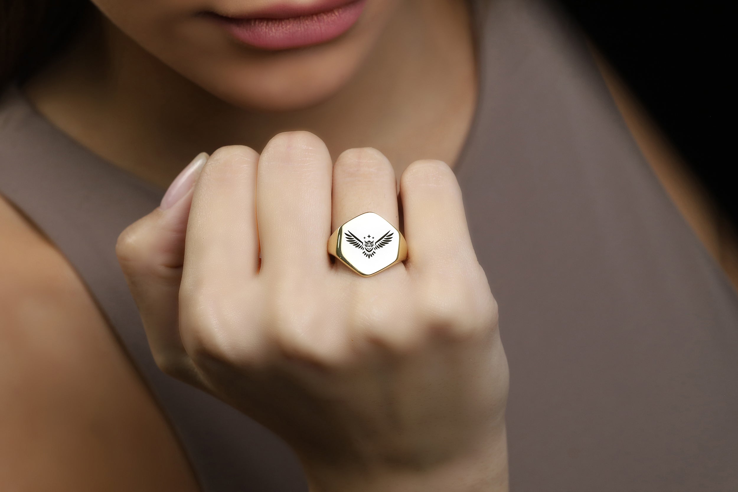 Custom Owl Signet Ring