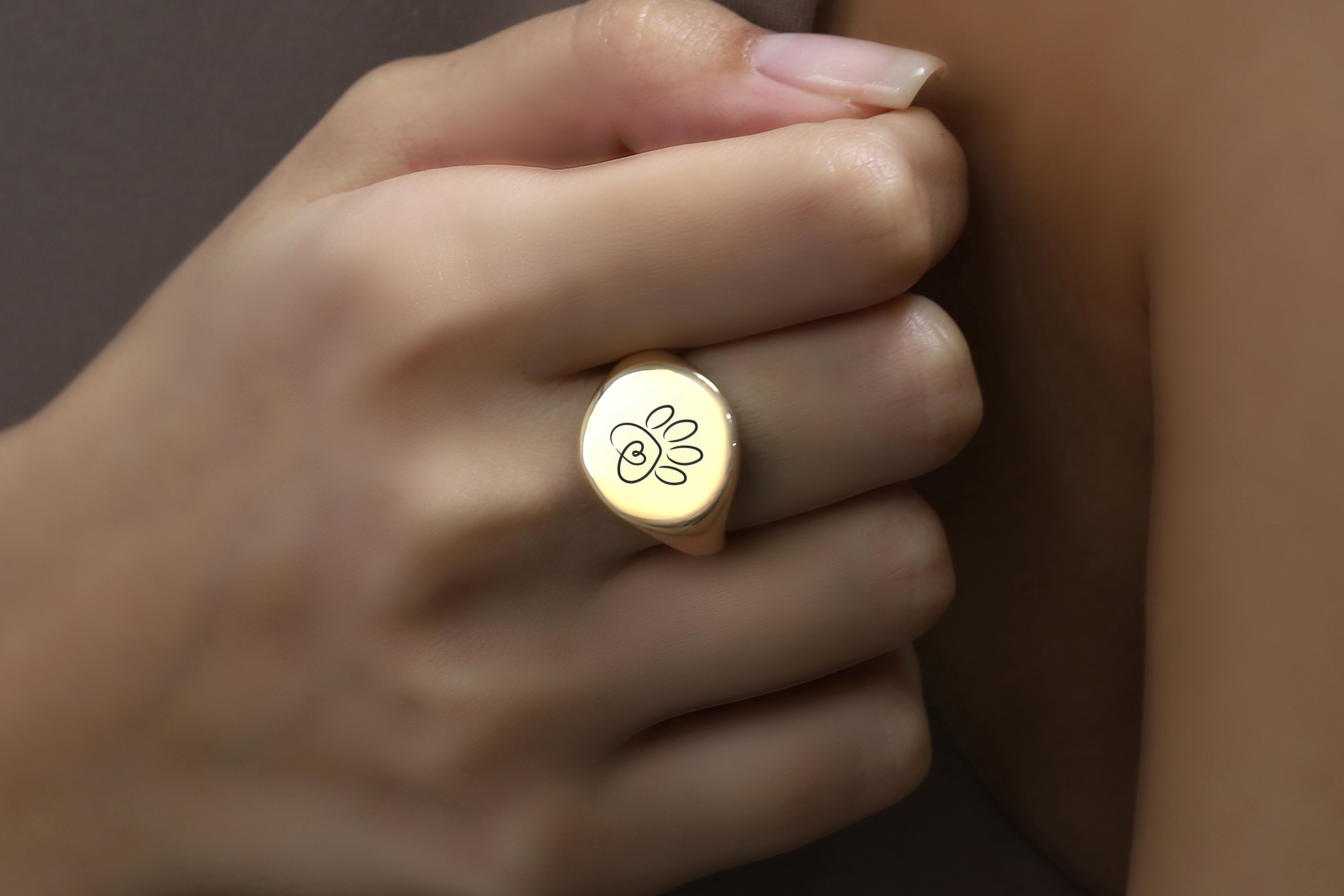 Engraved Dog Paw Ring