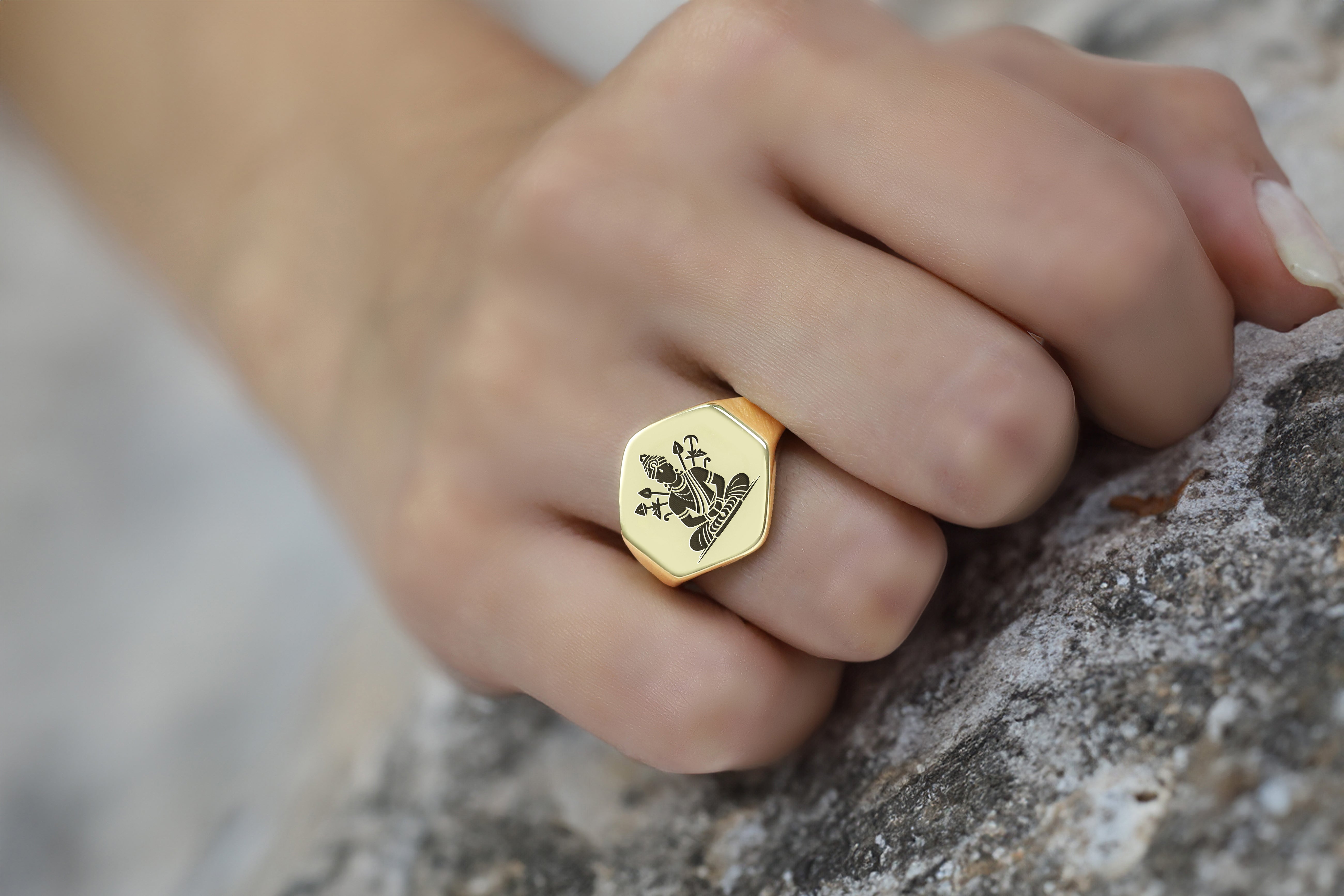 14k Gold Lord Shiva Signet Ring