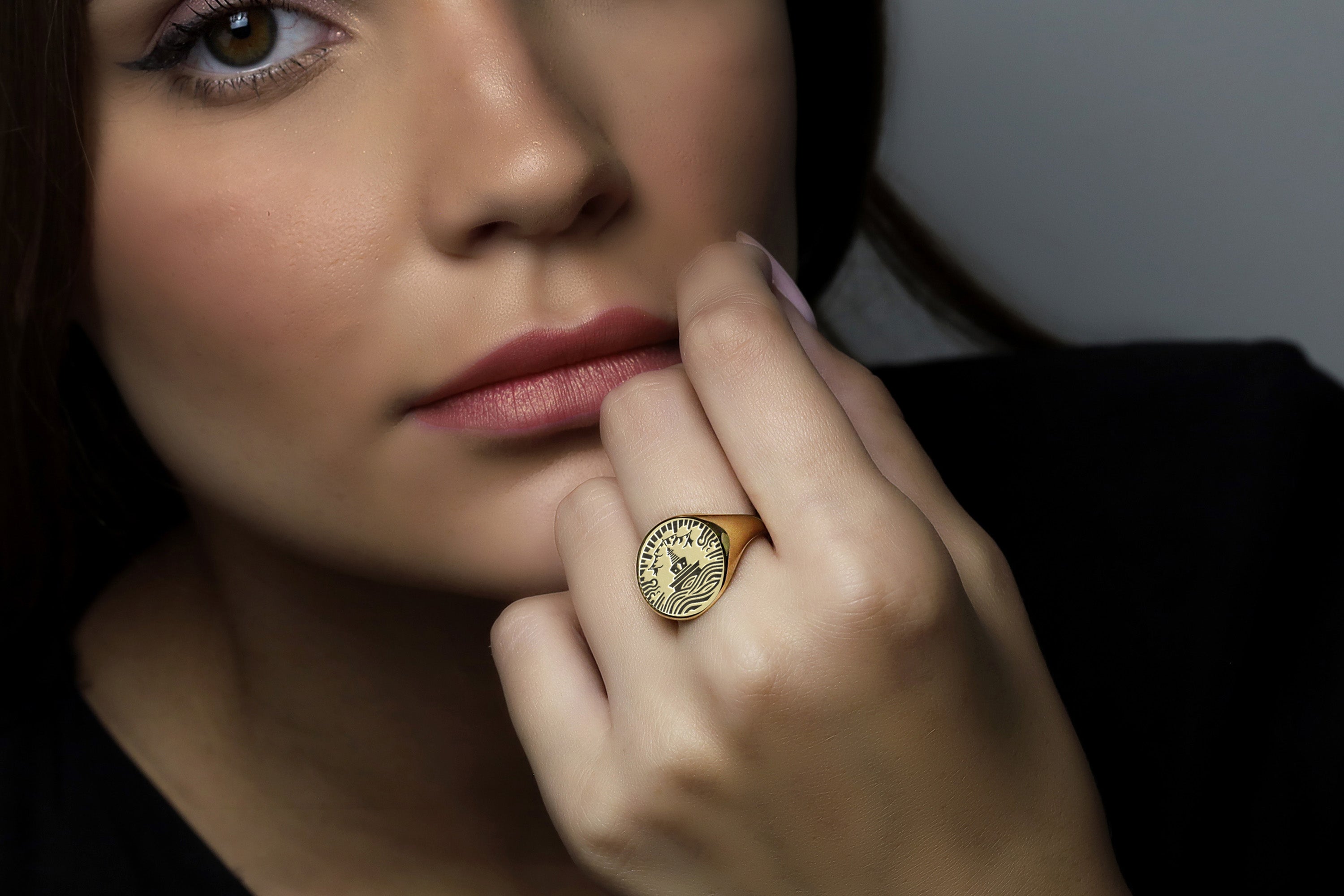 14k Gold Tibetan Signet Ring